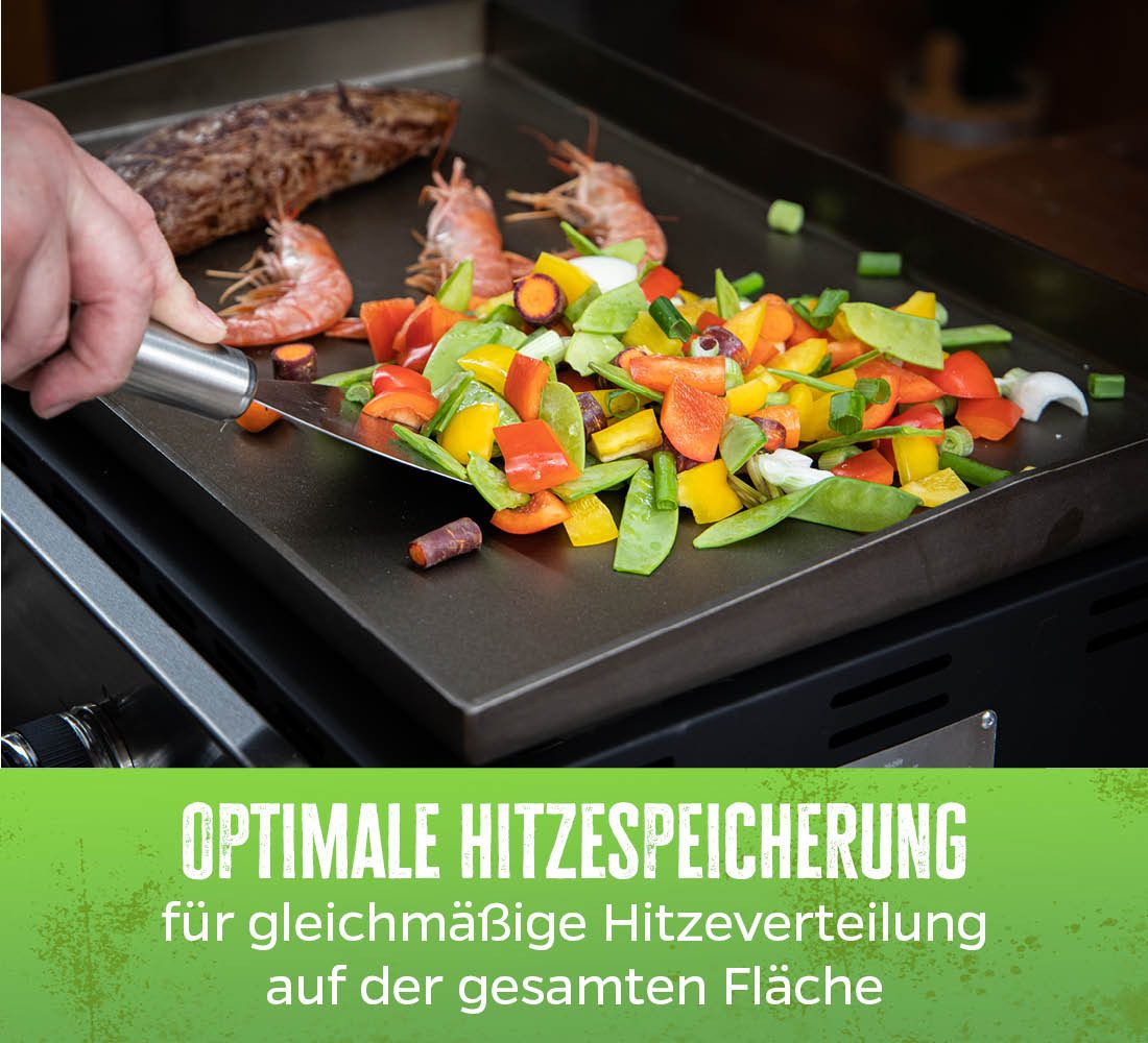 Grillfürst Camping-Gasgrill Grillfürst Plancha Grill - 2 Brenner und Edelstahl Plancha – Bild 4 von 5