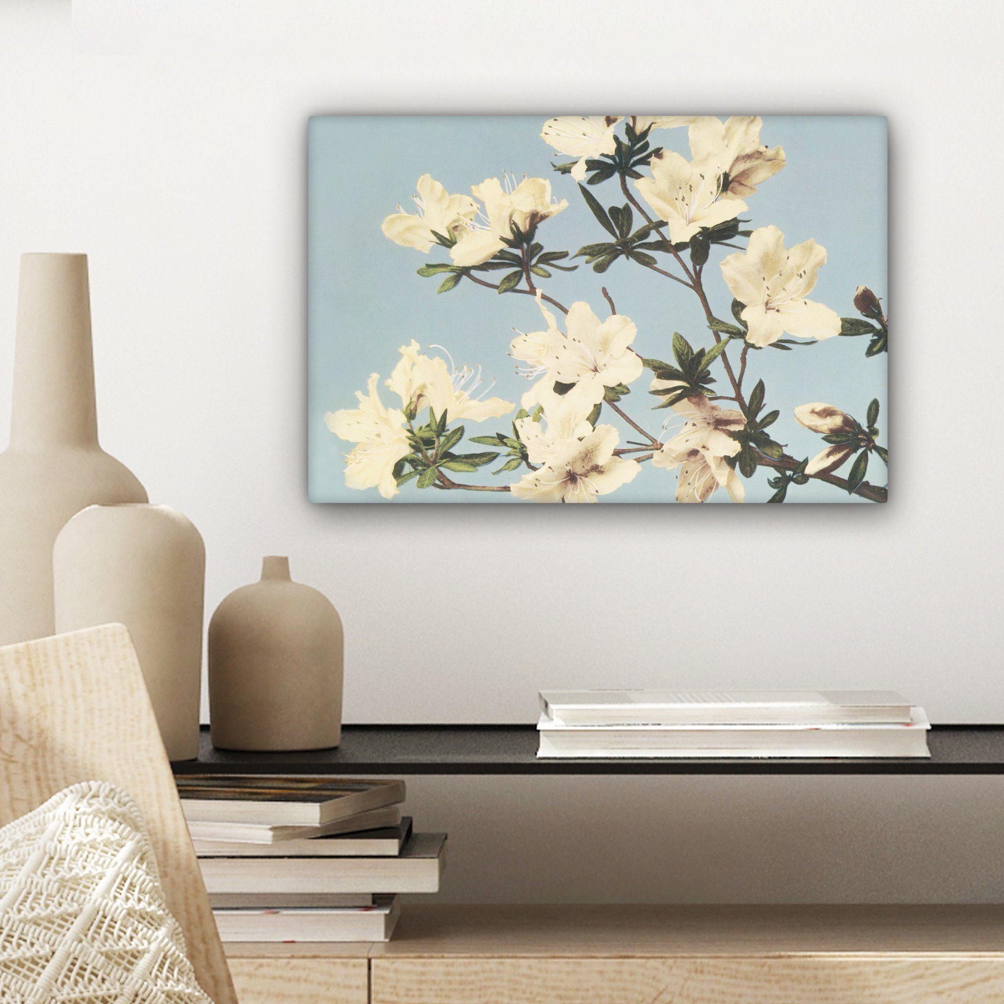 Wandbild St), Aufhängefertig, Blumen - Leinwandbilder, OneMillionCanvasses® Gemälde - - 30x20 (1 Natur, Vintage Weiß cm Wanddeko,