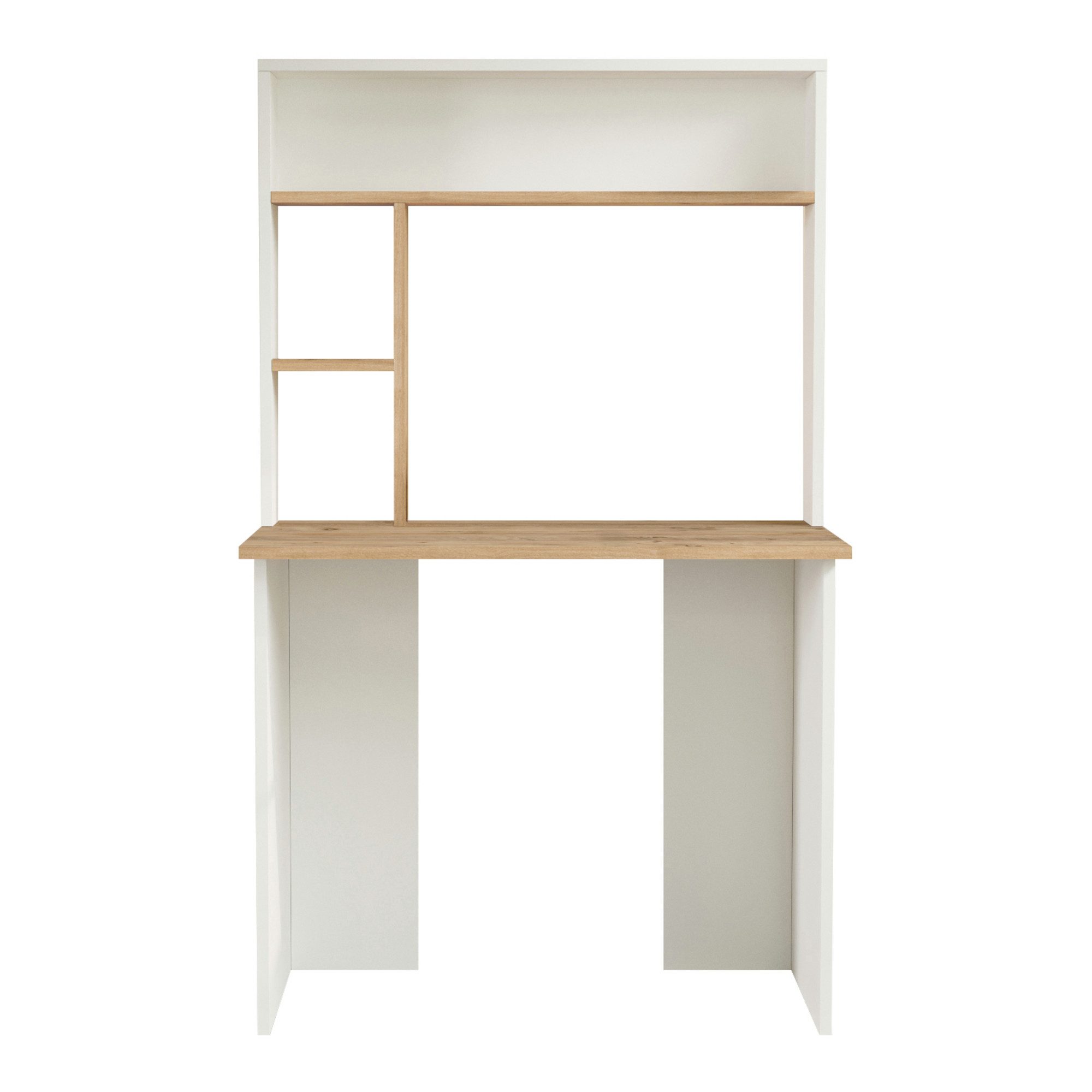 en.casa Schreibtisch, Bürotisch »Tópisa« mit Regal 149x90x52 cm Eiche/Weiß