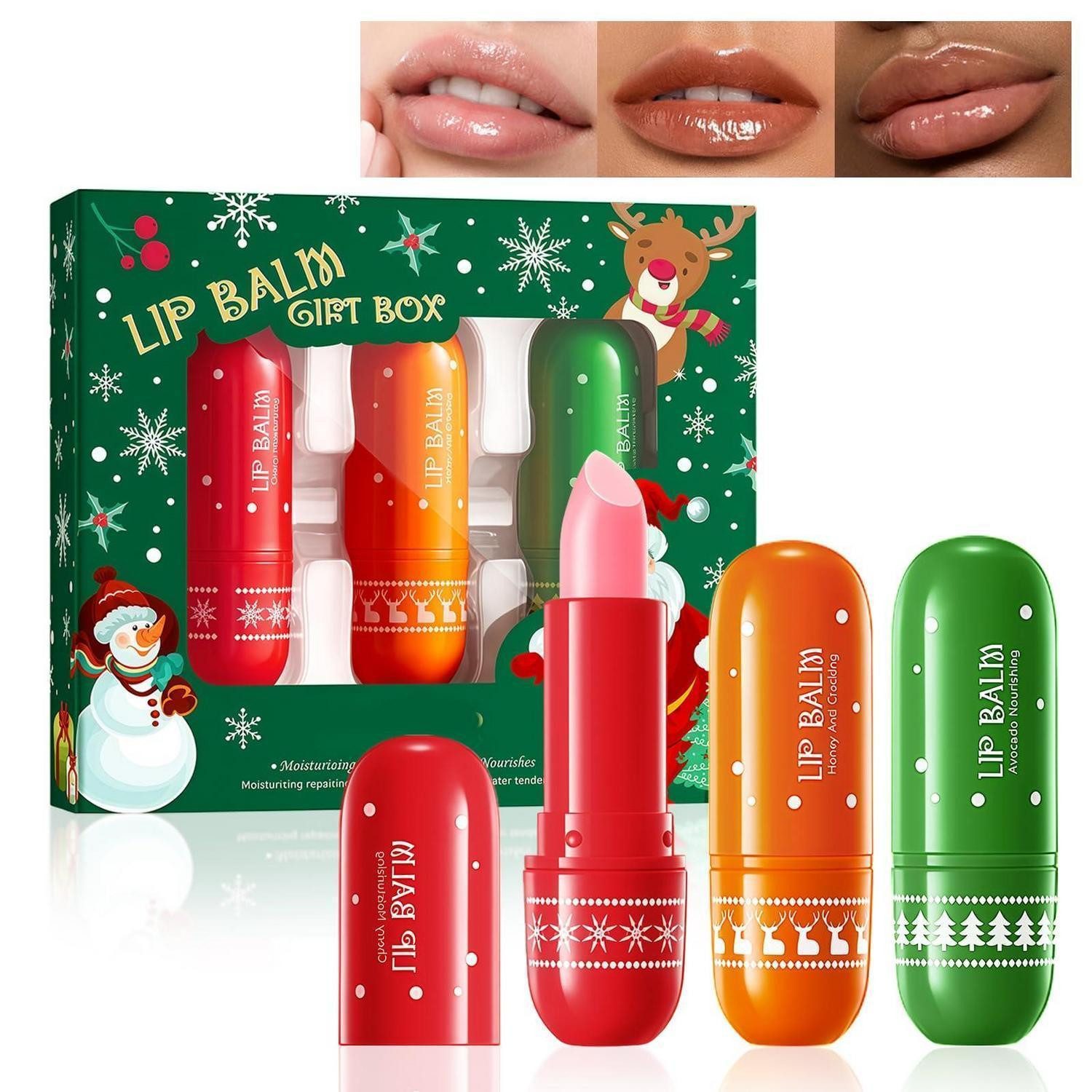 LuxusKollektion Geschenkbox Lippenbalsam Set - 3er Pack - Feuchtigkeitsspendend