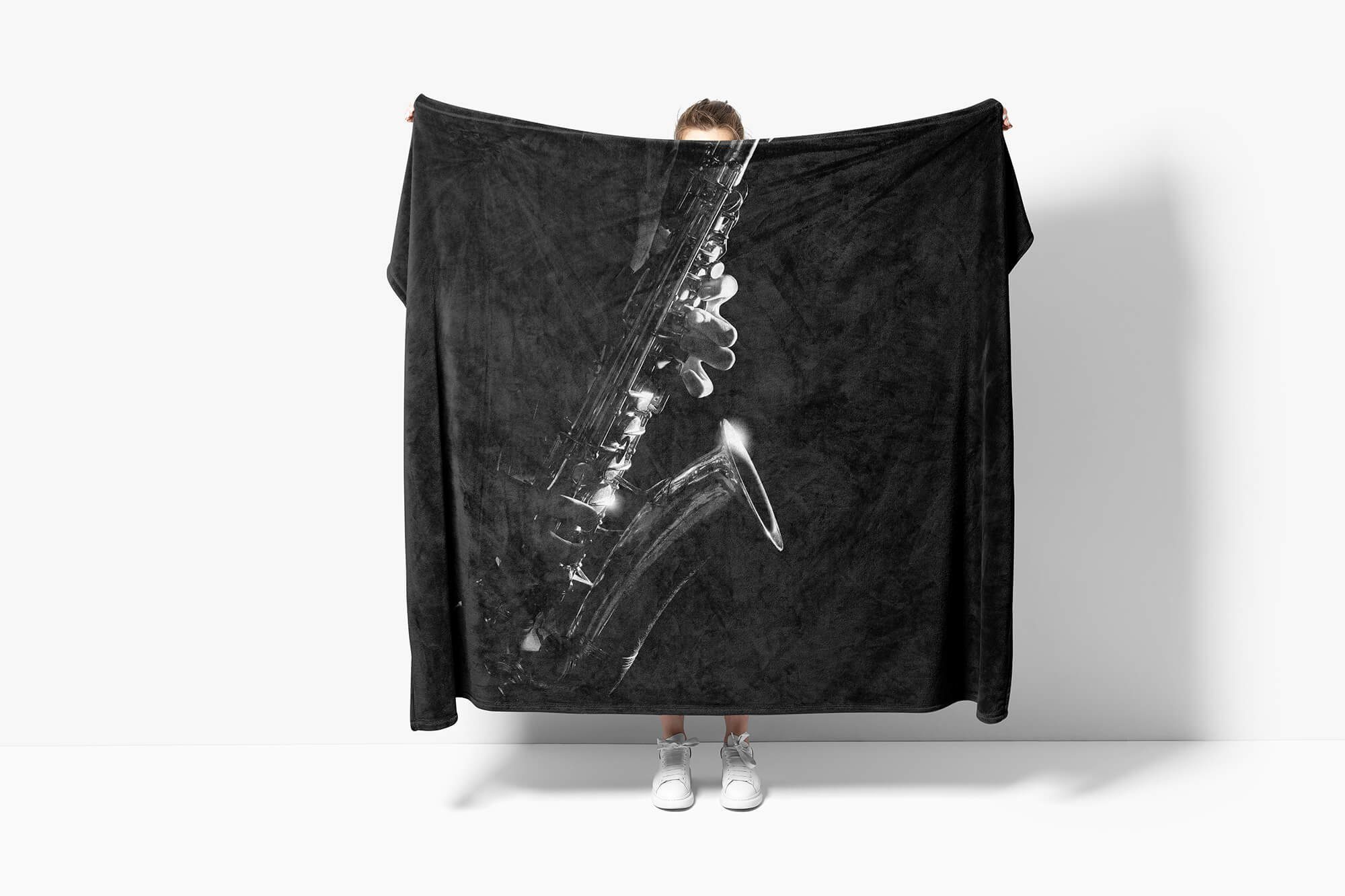 (1-St), Saxophonspieler Saunatuch Baumwolle-Polyester-Mix Handtuch Handtuch Strandhandtuch mit Sa, Sinus Handtücher Fotomotiv Art Kuscheldecke