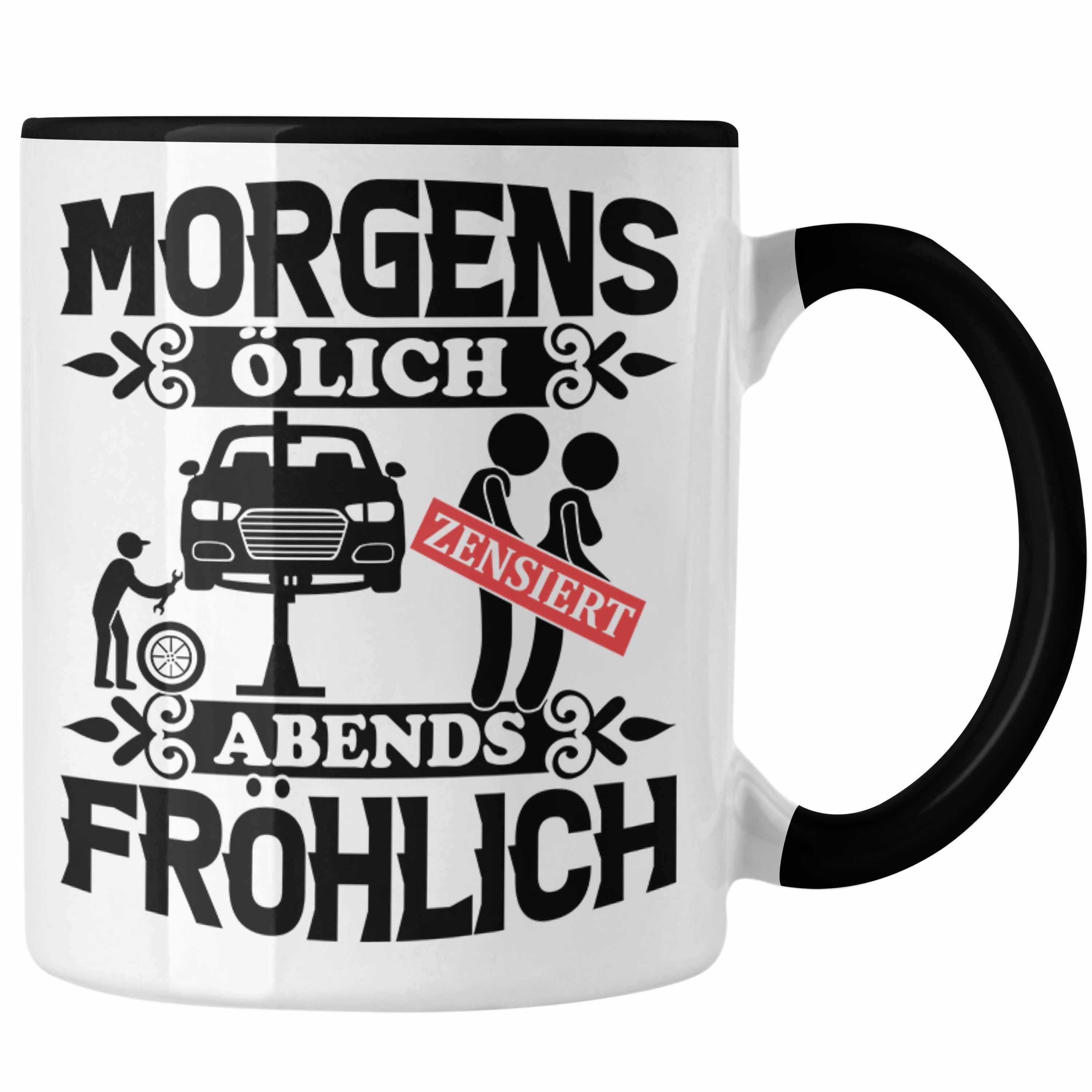 Trendation Tasse KFZ Mechaniker Tasse Geschenk Spruch Männer KFZ Mechatroniker Geschenk Schwarz