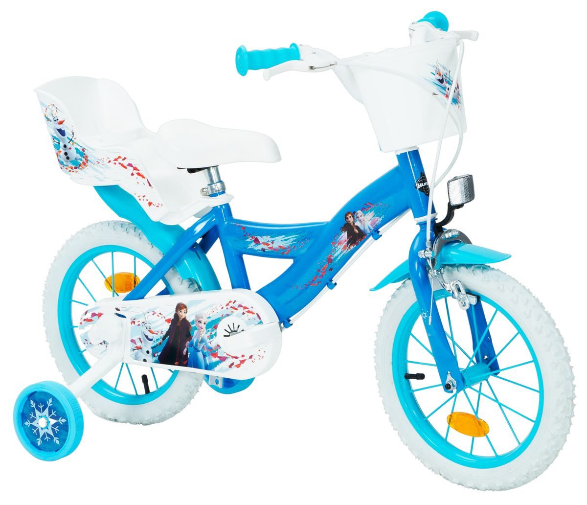 Huffy Kinderfahrrad 16 Zoll Kinder Mädchen Fahrrad Frozen Eiskönigin Elsa Huffy 21871W_1, 1 Gang, Korb, Puppensitz, Stützräder