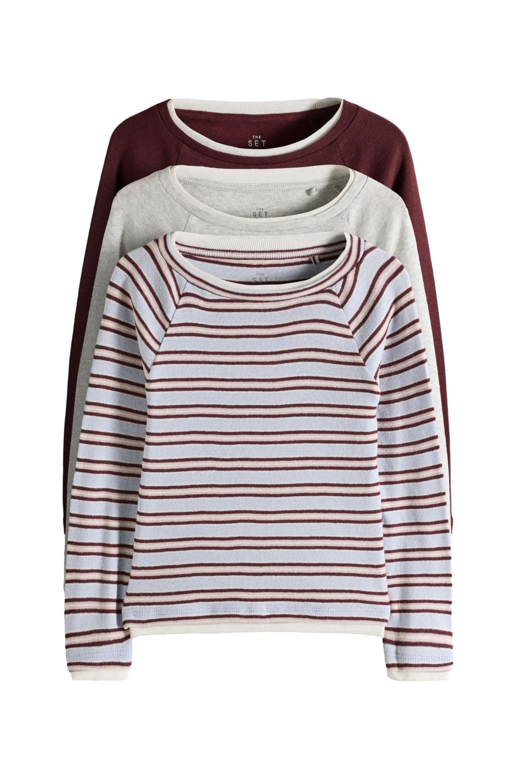 The Set T-Shirt The Set Langarmshirts U-Boot-Ausschnitt, 3er-Pack (3-tlg)