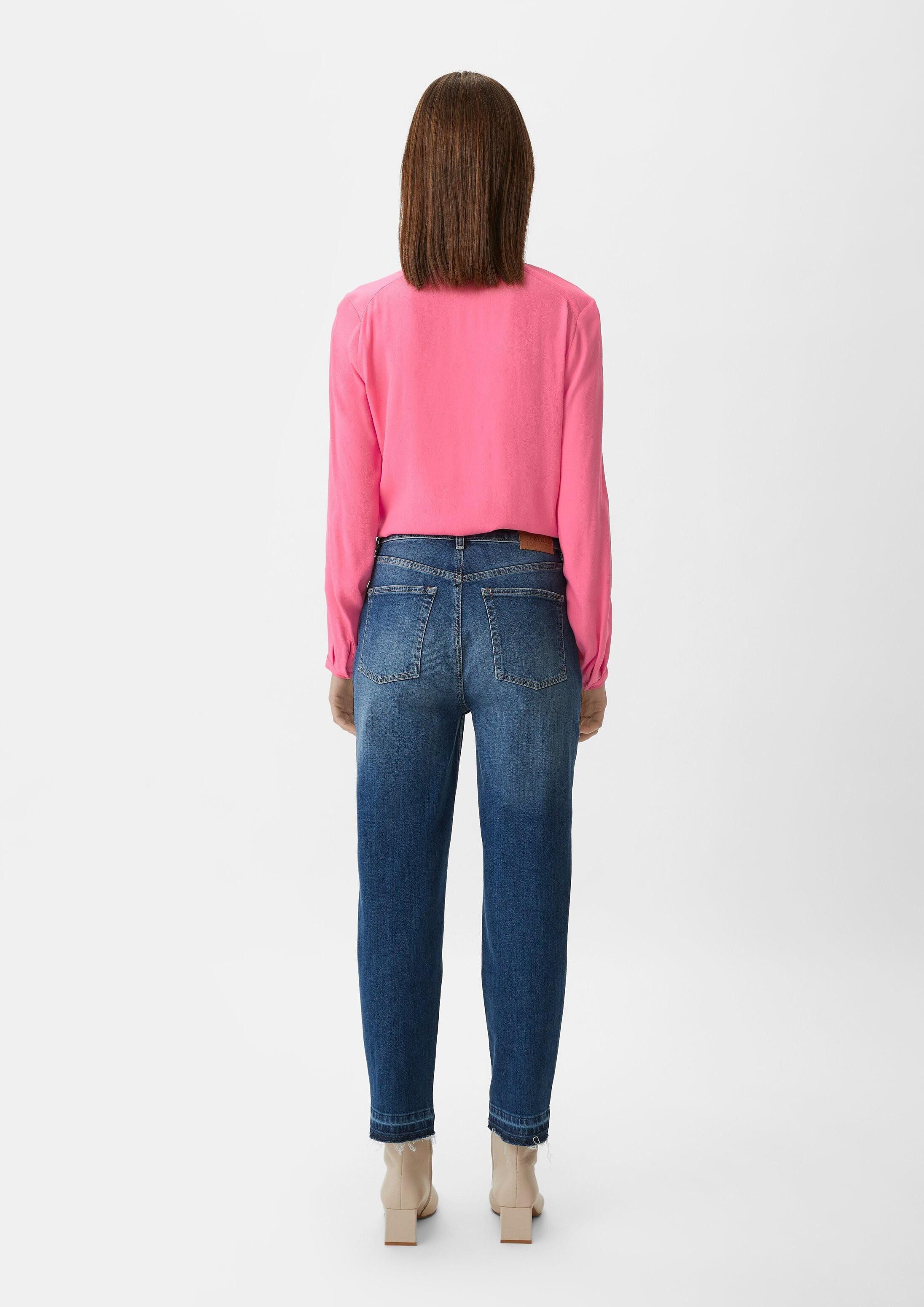 comma Langarmbluse Bluse Crêpebluse mit V-Ausschnitt