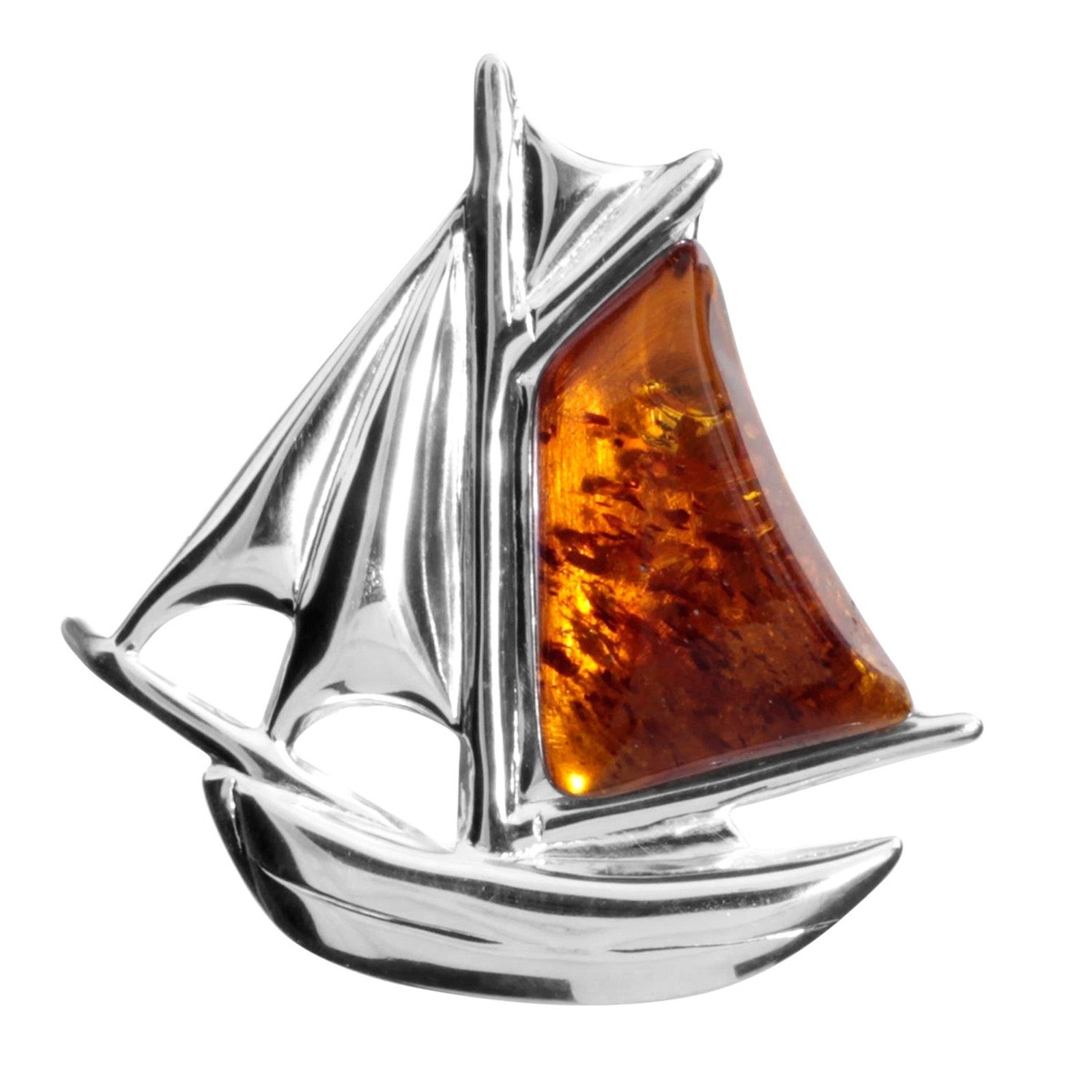 OSTSEE-SCHMUCK Brosche Ostsee-Schmuck Brosche Schiff Brosche Schiff