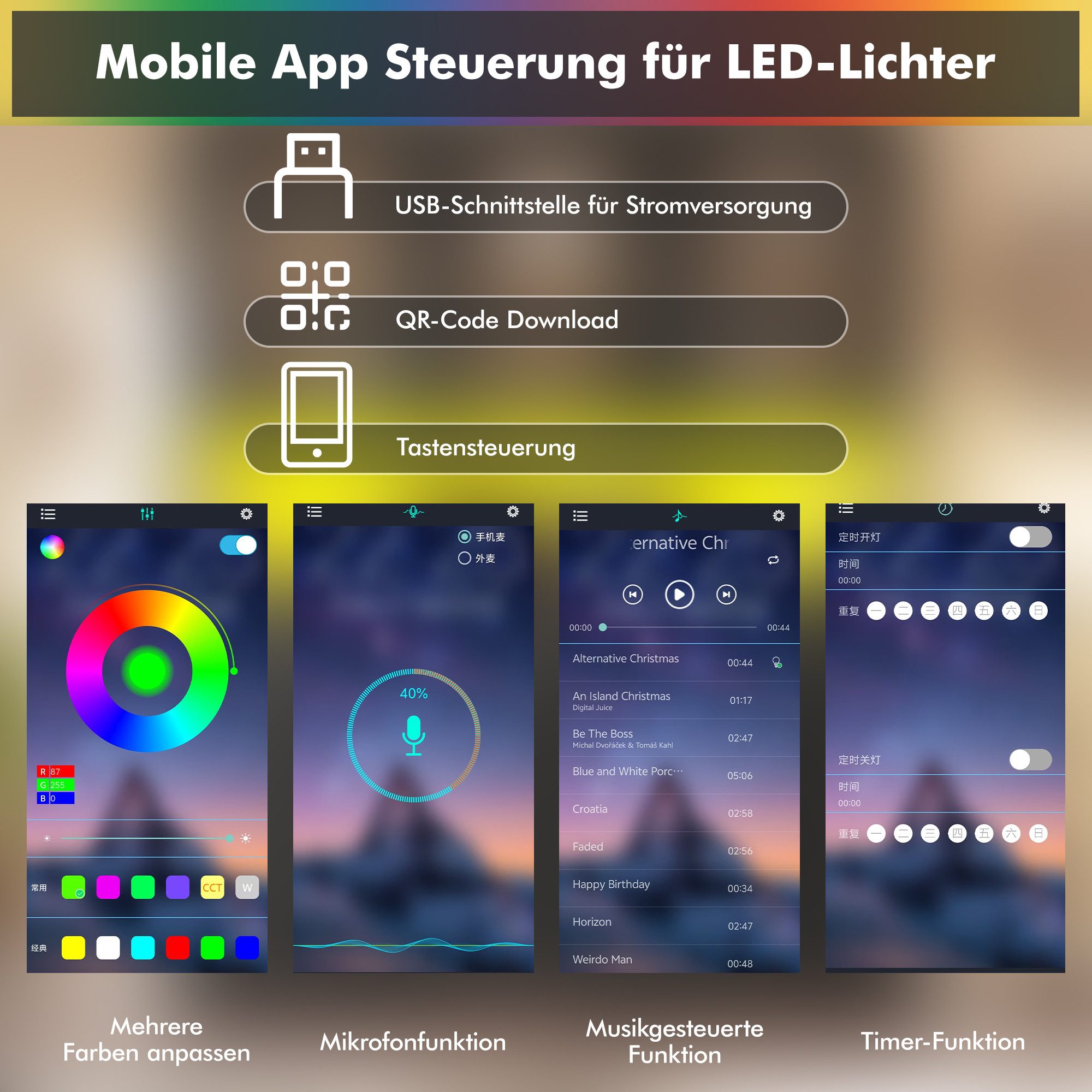i@home Hochschrank Küchenschrank, Vitrinenschrank, schwarz/weiß, 140×40×175cm Mit Verstellbaren Ablagen und LED, Variable Lichtfarben per App – Bild 3 von 5