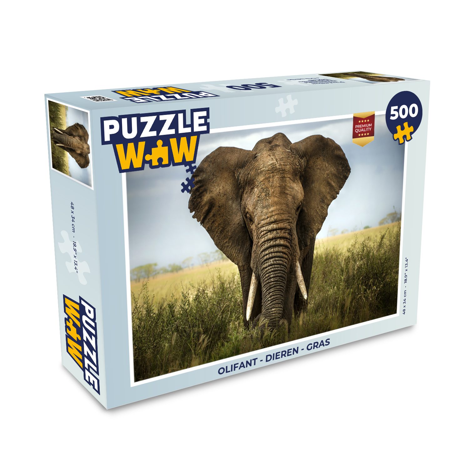 MuchoWow Puzzle Elefant - Tiere - Gras, 500 Puzzleteile, Foto-Puzzle,  Bilderrätsel, Puzzlespiele, Spielzeug
