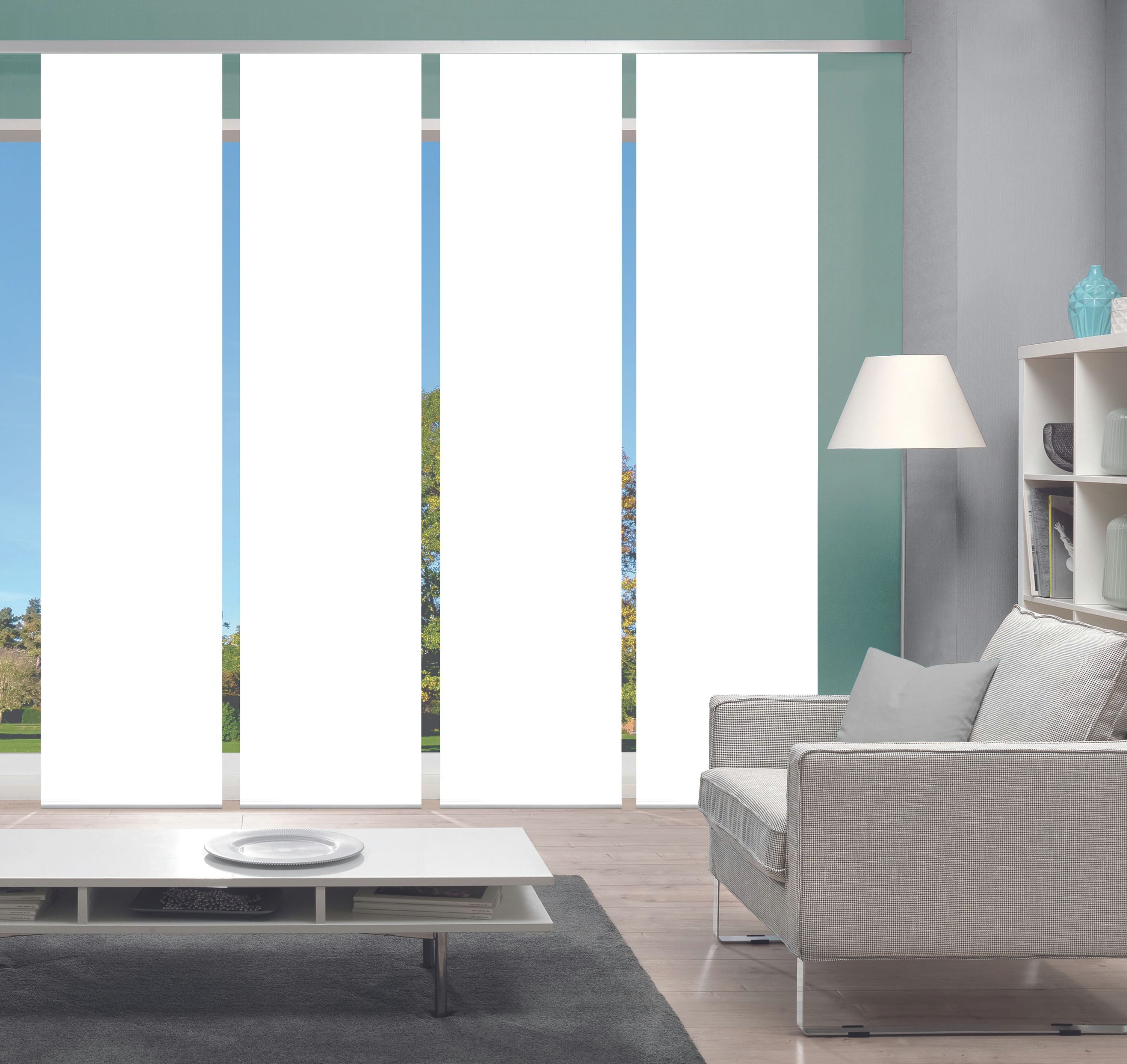 HOME WOHNIDEEN Schiebegardine Home Fashion Schiebevorhang Set ROM je 245 x 60 cm Farbe: weiß (4 St), blickdicht, 100% Polyester