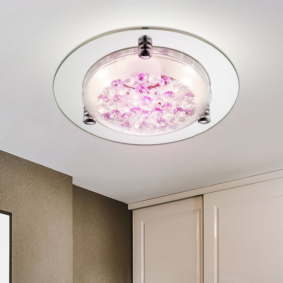Wohnzimmer Deckenleuchte Design Lampe Esszimmer Decken Leuchte Lila Weiß Blätter 
