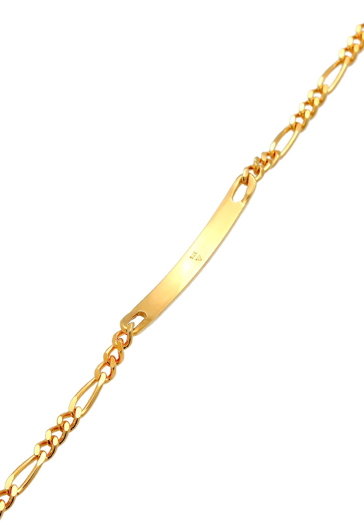 Kuzzoi Armband Herren Gold Klassisch ID Platte Figaro Silber 925