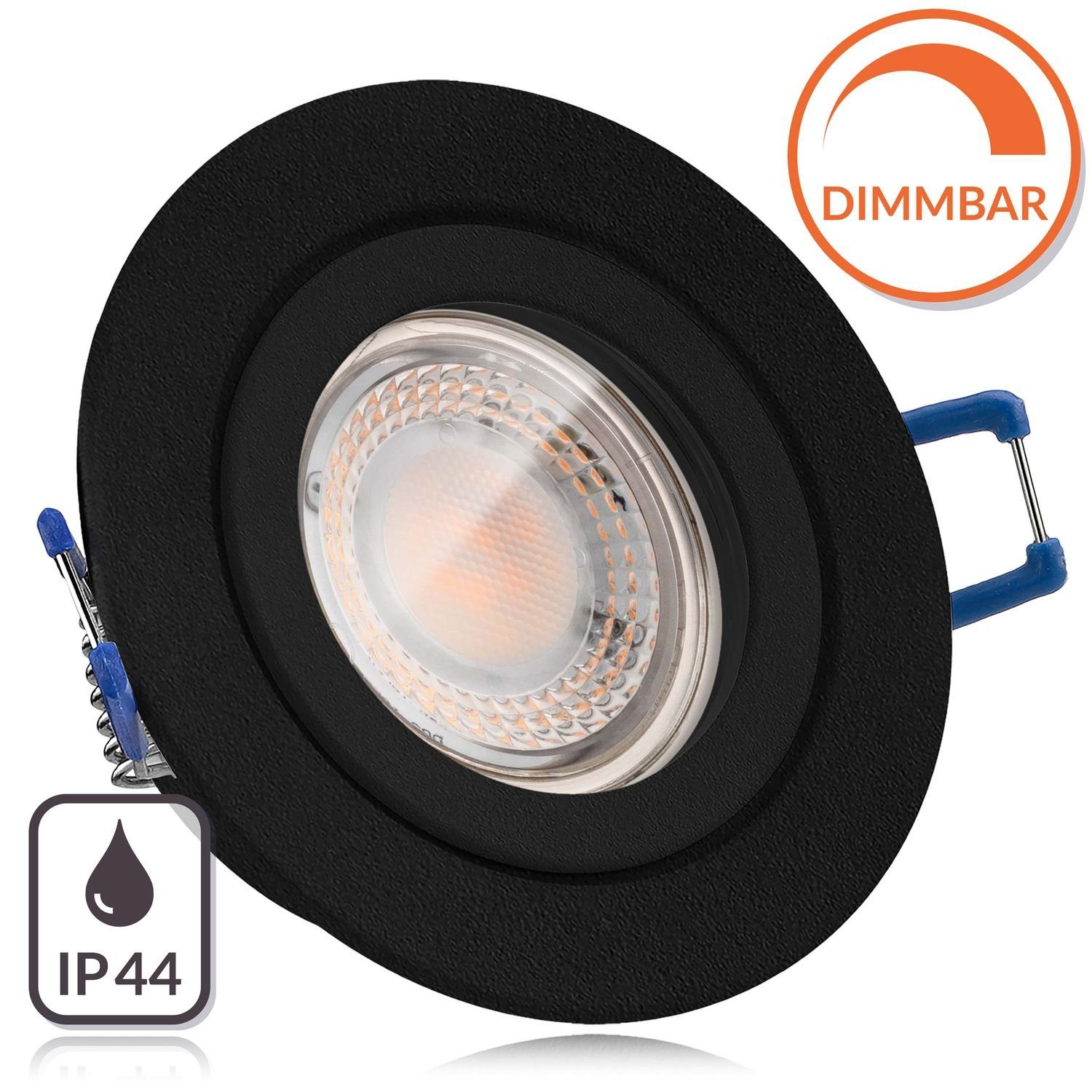 LEDANDO LED Einbaustrahler IP44 LED Einbaustrahler Set extra flach in schwarz mit 5W LED von LEDA | Strahler