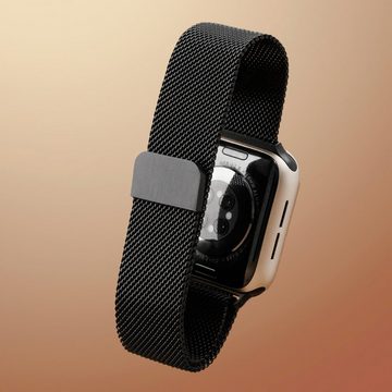 PRECORN Smartwatch-Armband Ersatzarmband in schwarz mit Magnet für Apple Watch 8/7/6/5/4/3/2/1/SE