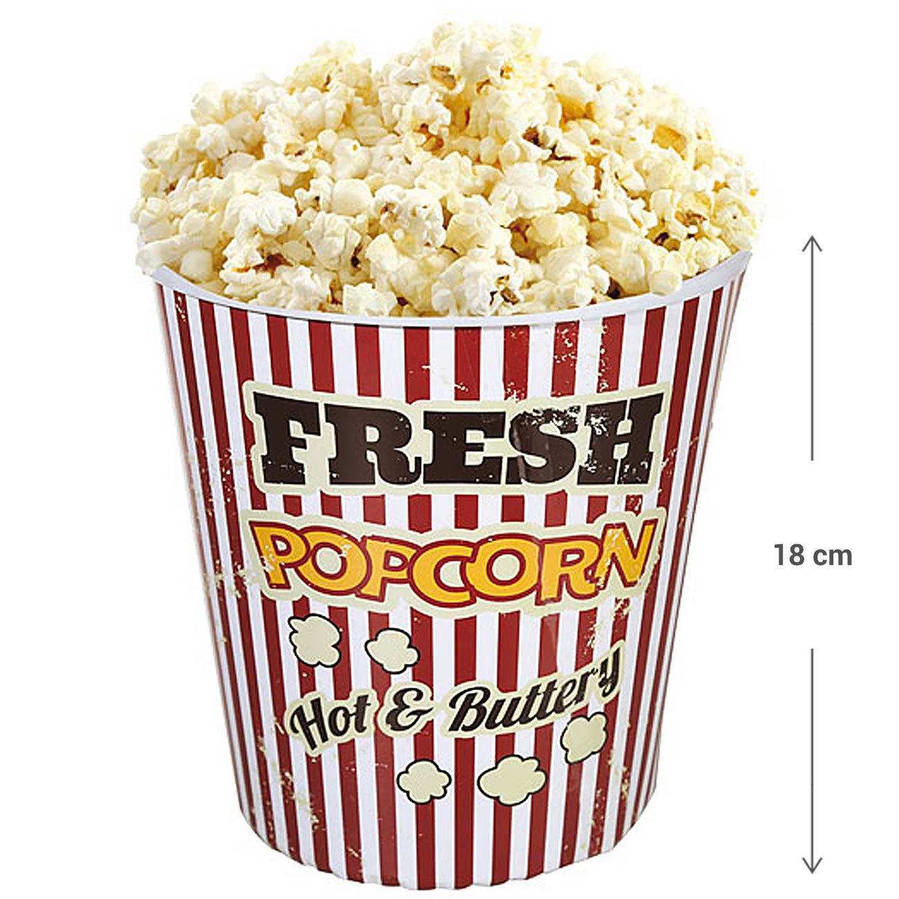 Out of the Blue Snackschale Retro Kino-Popcorn-Eimer 18cm Kunststoffbecher spülmaschinenfest 1/2er, (1-tlg), Wiederverwendbarer Popcorn-Becher im Vintage-Design spülmaschinenfest