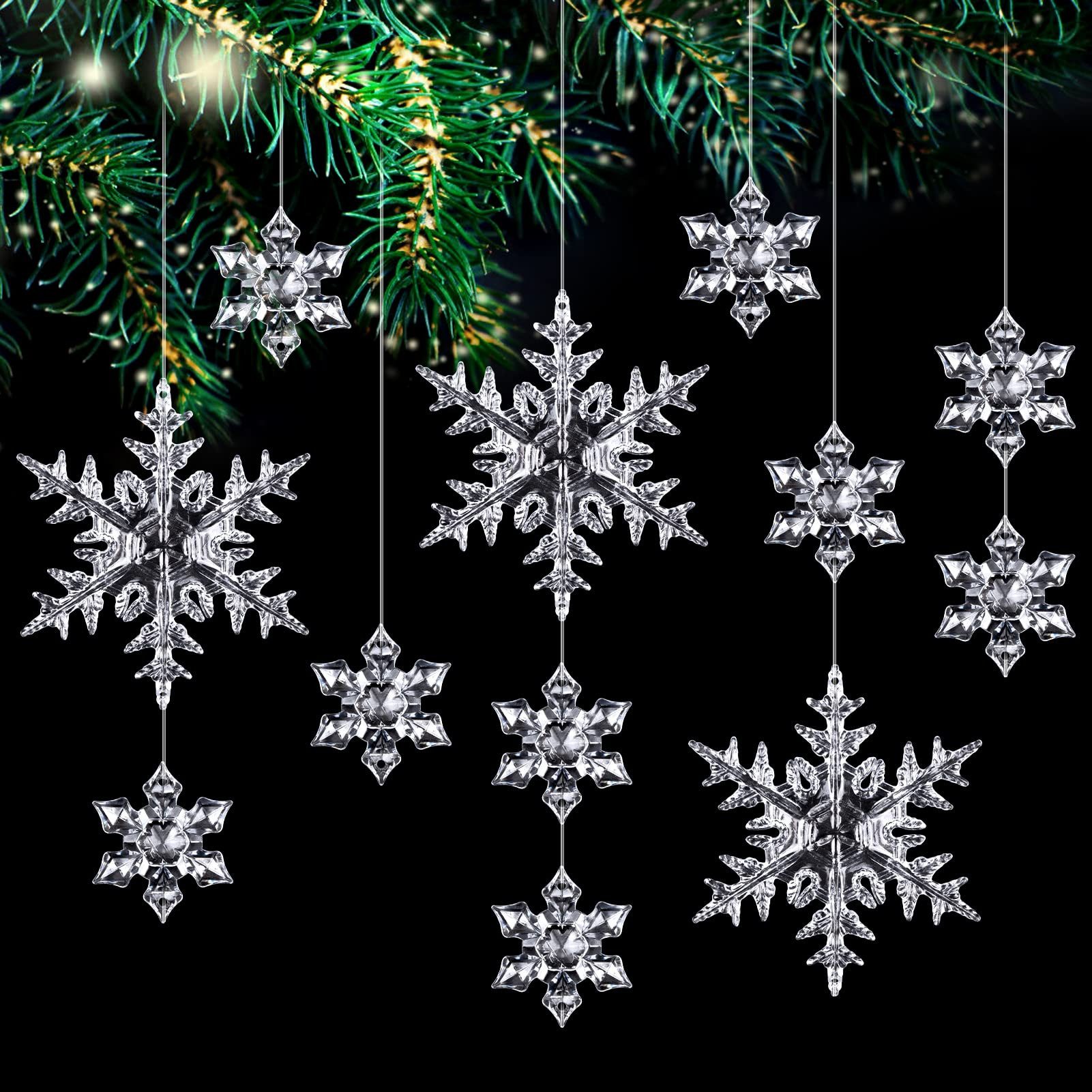 FOUORTUNATE-BEE Christbaumschmuck 25 Stück Acryl Schneeflocken Christbaumschmuck (25-tlg), Schneeflocken Anhänger Weihnachten Deko, Weihnachtsbaumschmuck