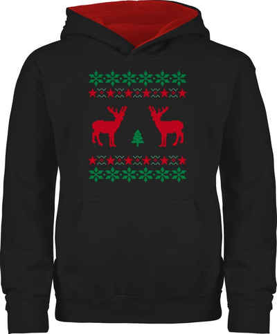Shirtracer Hoodie »Norweger Pixel Rentier Weihnachten - Weihnachten Kleidung Kinder - Kinder Hoodie Kontrast« pullover weihnachtskleinigkeit - kapuzenpulli norwegen - polova x-mas