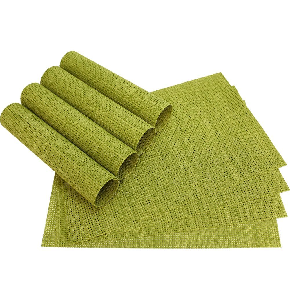 matches21 HOME & HOBBY Platzset Tischset ELEGANCE grün 8er Tischunterlage als Tischdeko, (8-St), modernes Esstisch Platzdeckchen als abwaschbarer Tischuntersetzer