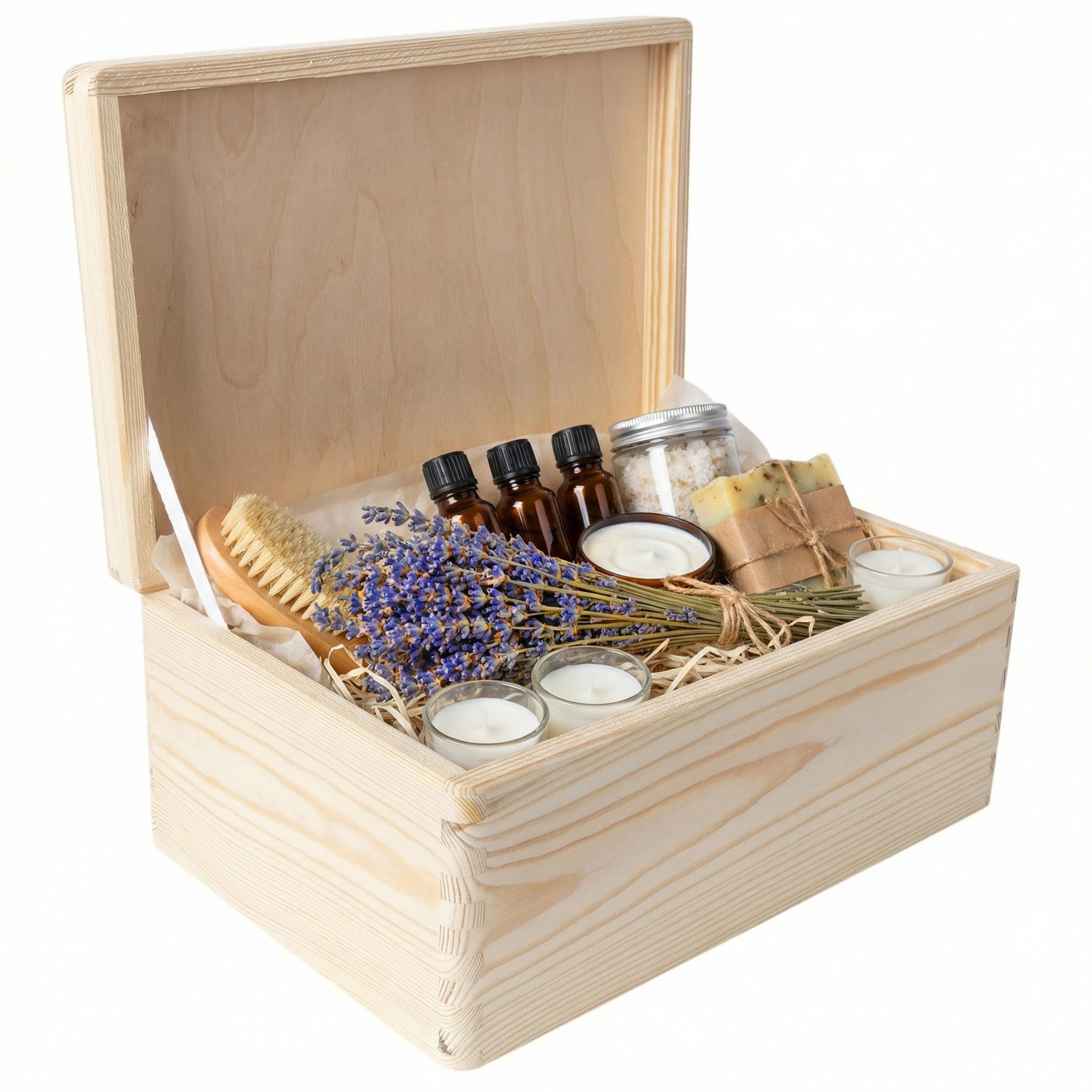 Creative Deco Aufbewahrungsbox Holzkiste mit Deckel Erinnerungsbox Baby Groß Unlackiert