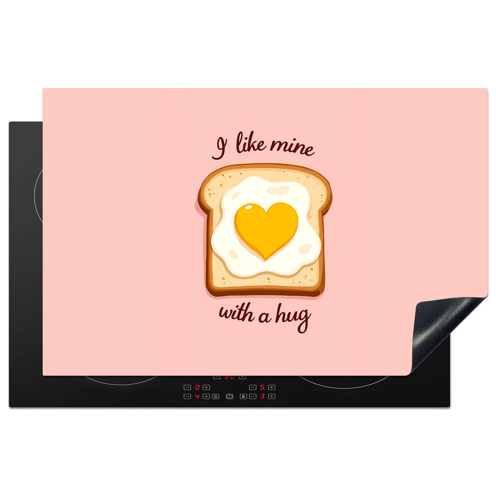 MuchoWow Herd-Abdeckplatte Brot - Illustration - Zitat - Rosa, Vinyl, (1 tlg), Induktion Schutzmatte, Induktionsherd Abdeckung, 83x52 cm