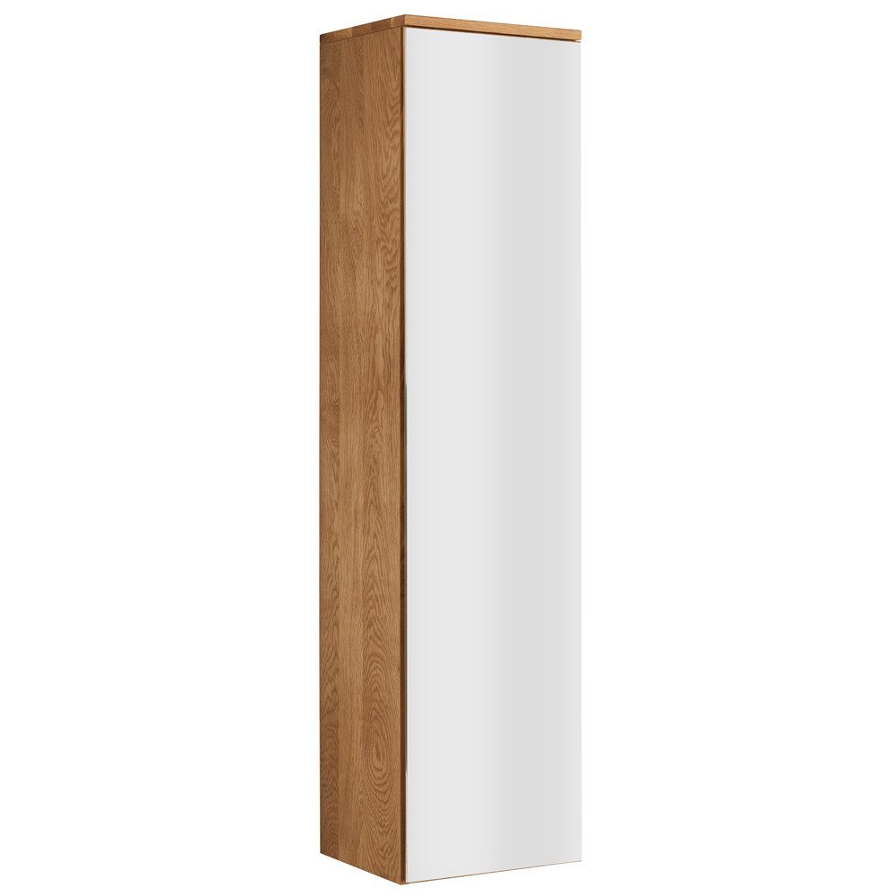 Lomadox Garderobenschrank SALACH-64 Eiche massiv geölt mit Spiegel, B/H/T: ca. 40/165/35 cm