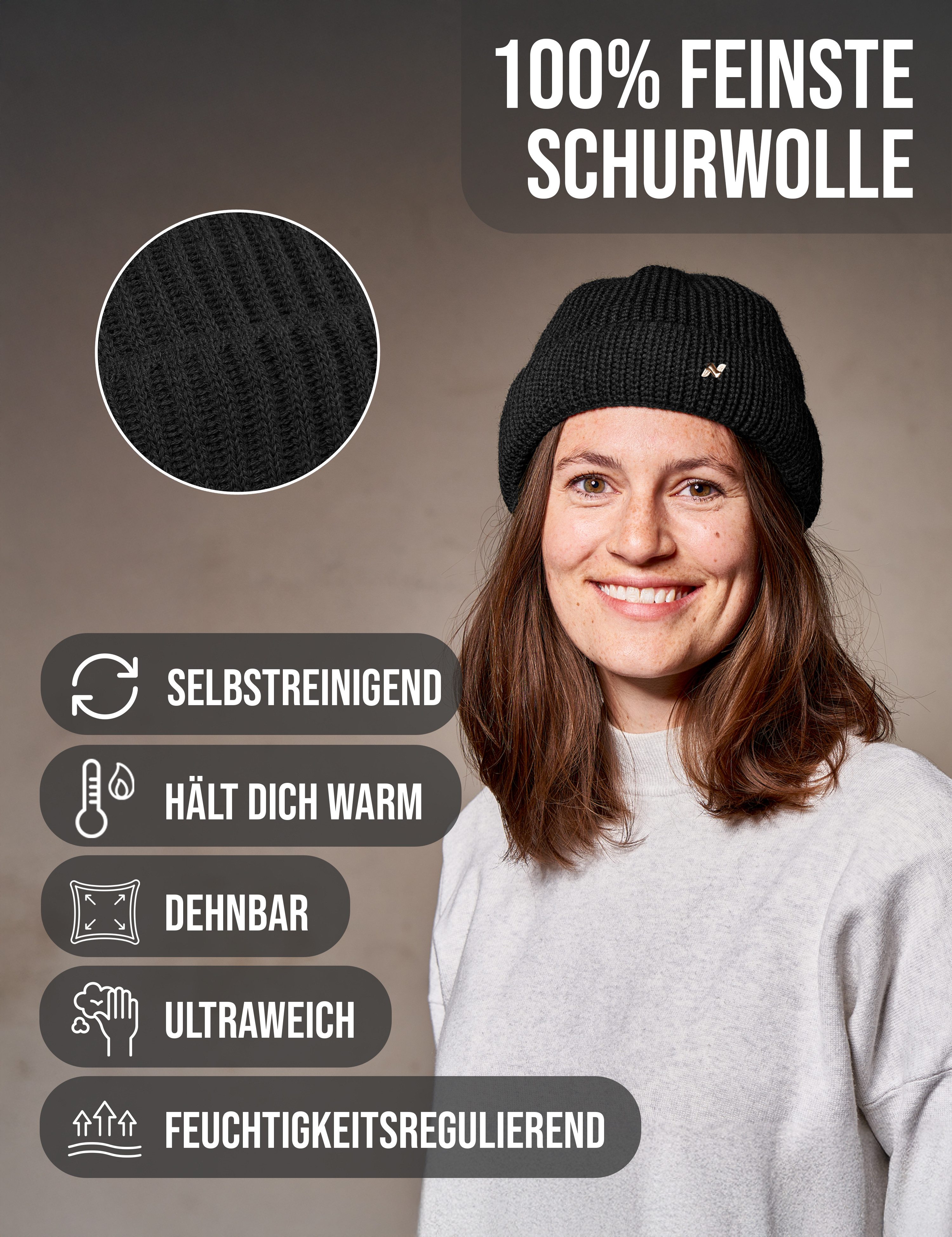 NYTTED® Strickmütze - kurze Costeau Mütze- 100% Wolle - Made in Germany - UNISEX