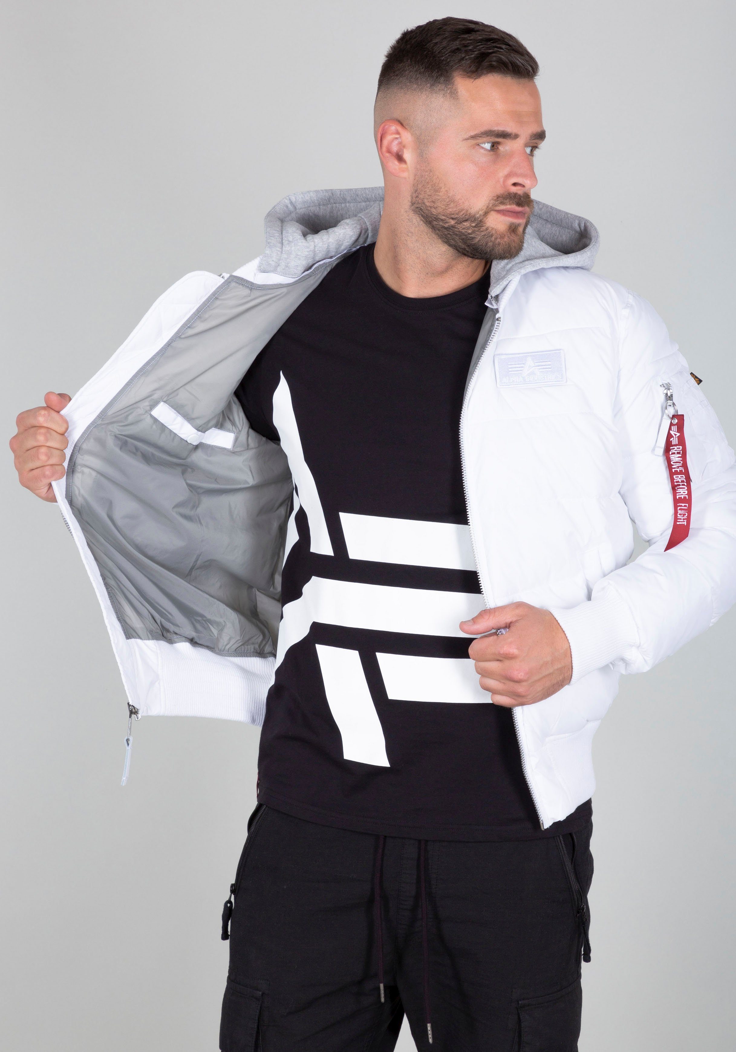 Print Industries Back ZH Steppjacke white Alpha MA-1