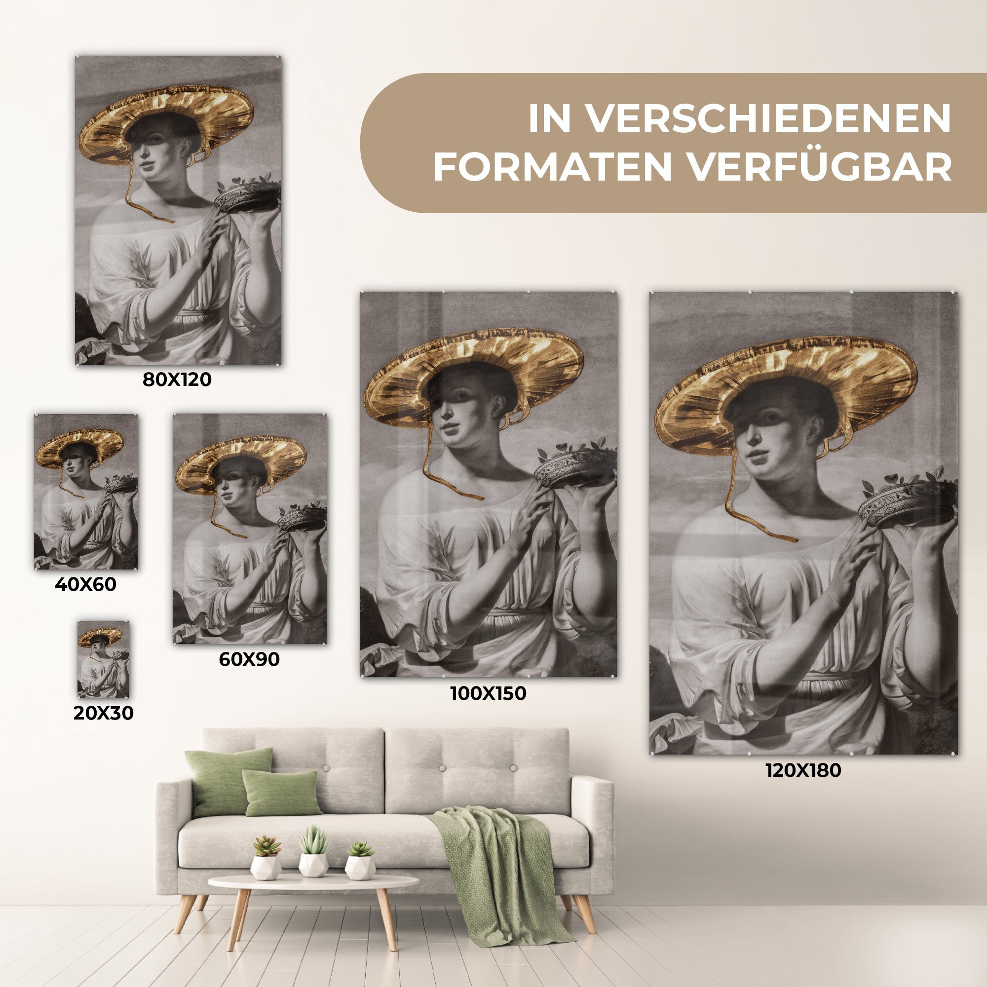 auf Wanddekoration - St), Glas breitem van - Gold, Everdingen auf mit Foto Hut (1 Glasbilder Cäsar - MuchoWow - - Acrylglasbild Bilder Wandbild Glas Mädchen