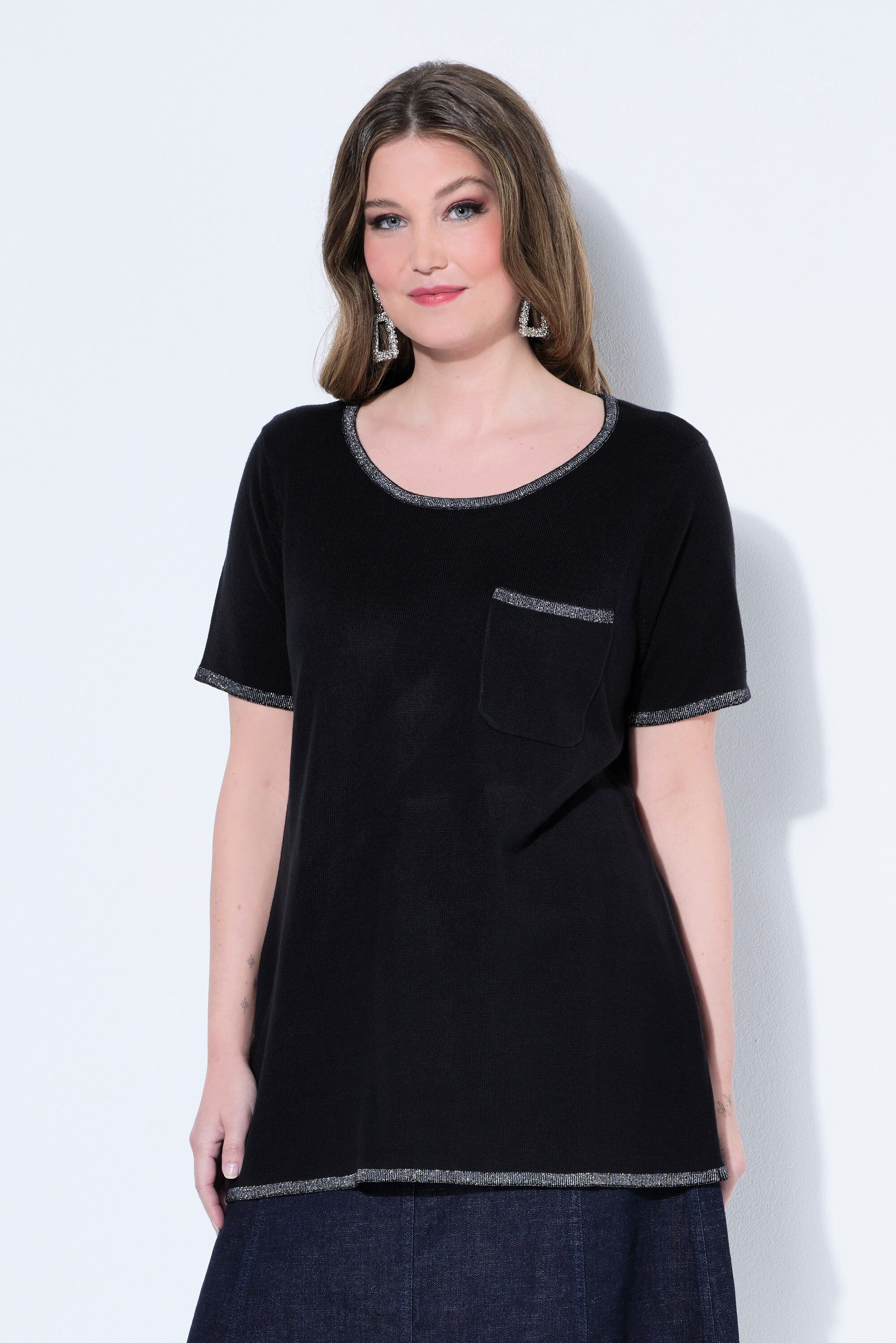 MIAMODA Strickpullover Strick-Shirt Komfort Fit Feinstrick Glitzernähte günstig online kaufen