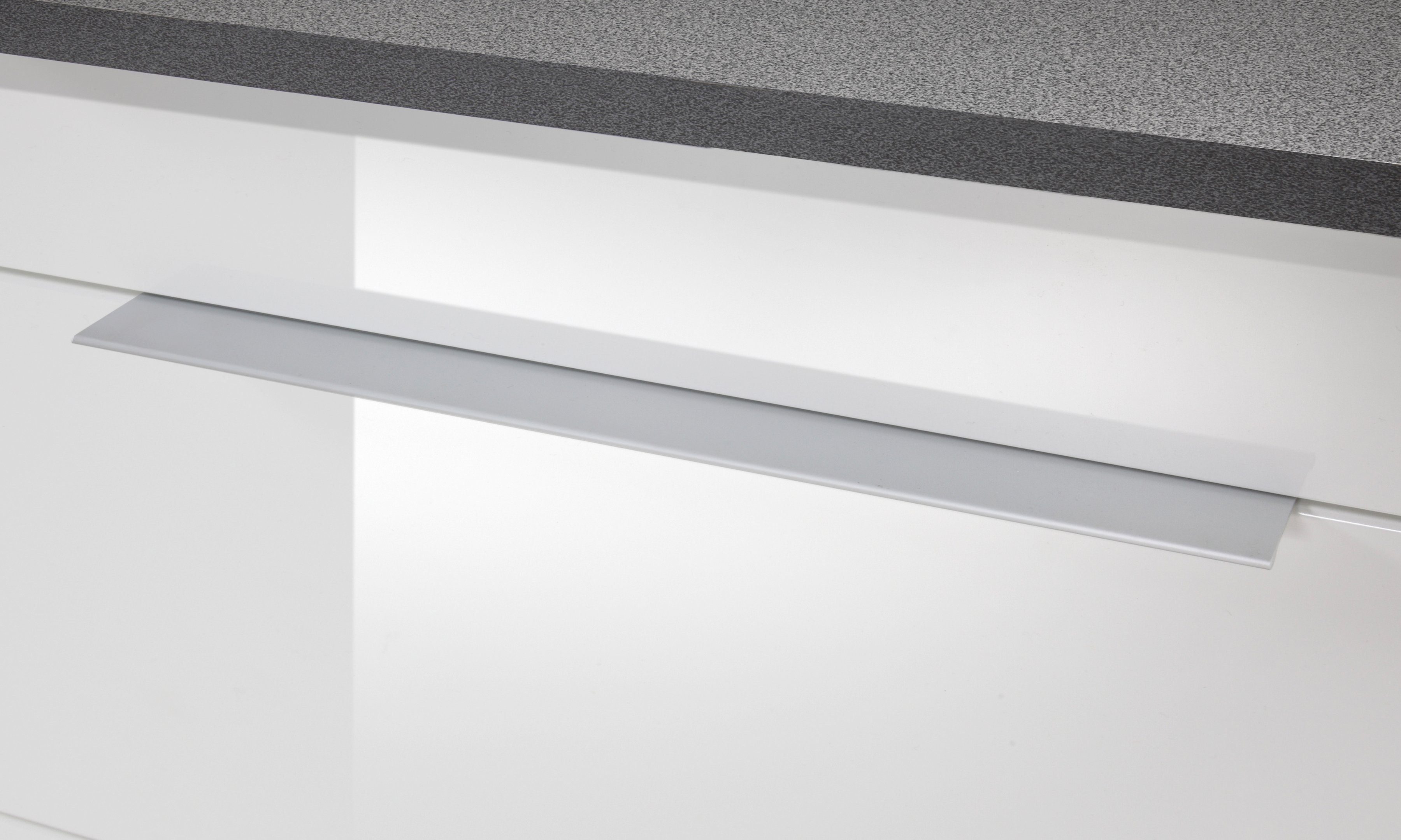 Brindisi, grafit 210 cm Breite weiß E-Geräten, MÖBEL Küchenzeile Hochglanz/grafit | mit HELD