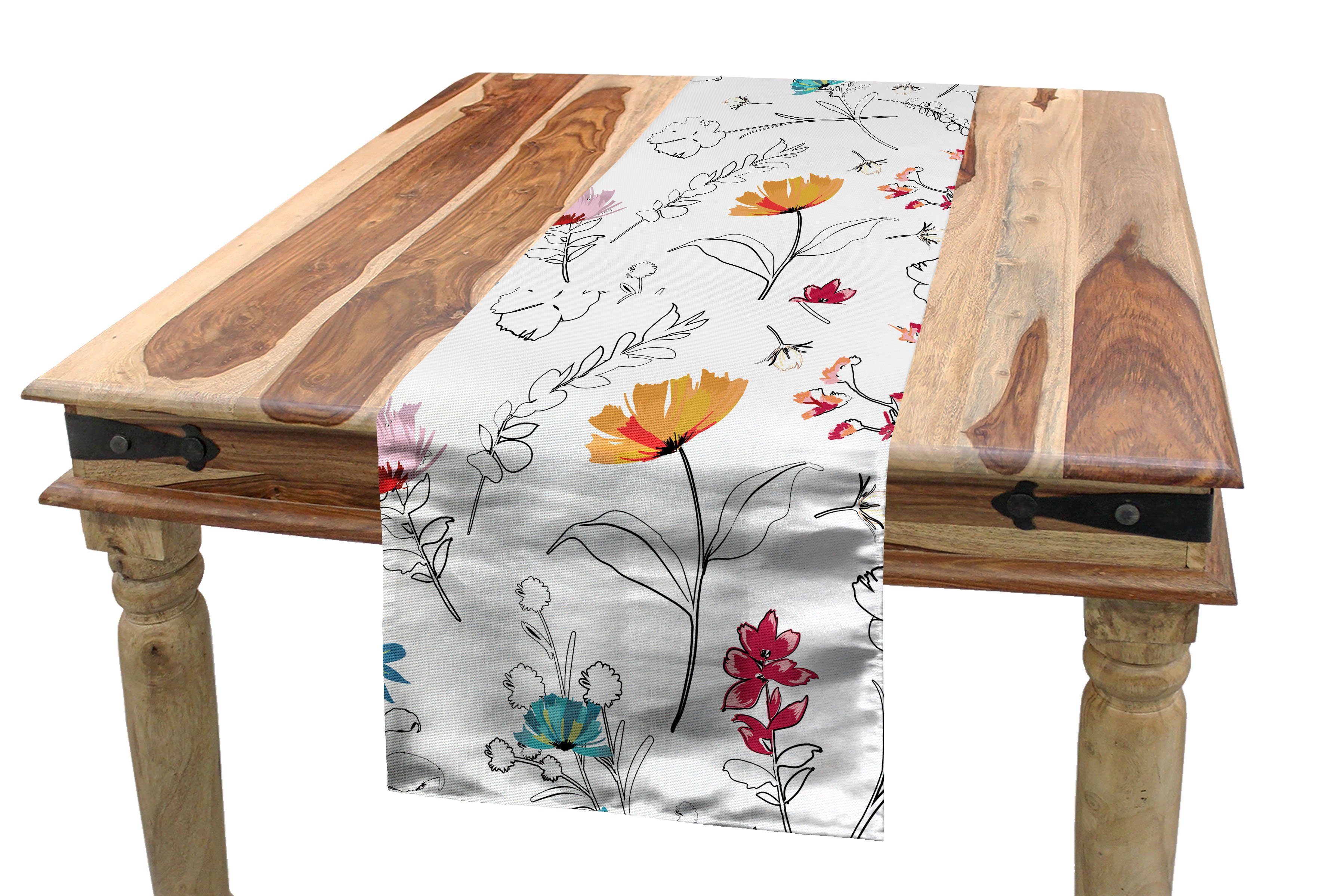 Abakuhaus Tischläufer Esszimmer Küche Rechteckiger Dekorativer Tischläufer, Botanisch Frühling Empfindliche Blumen