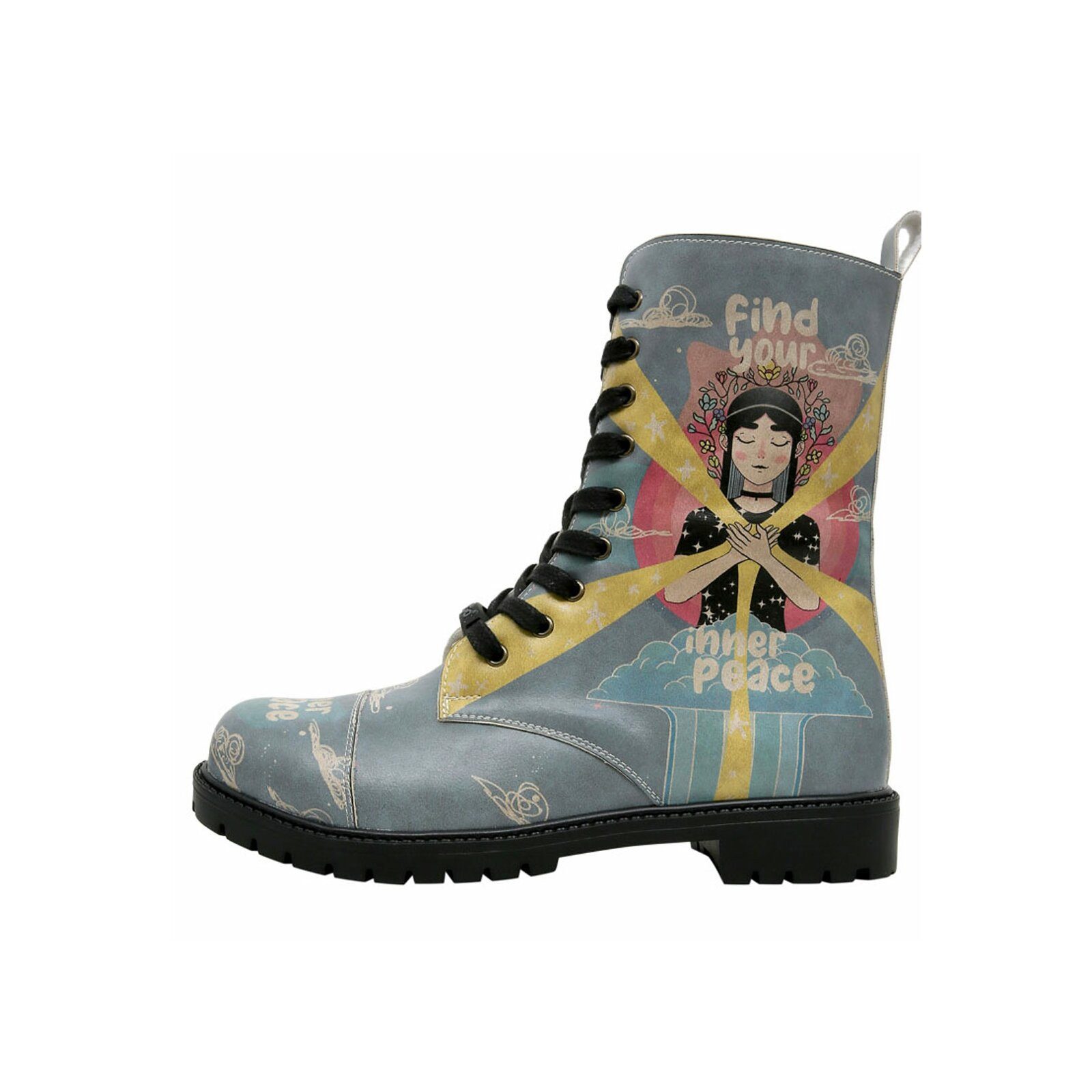 DOGO Zipsy High-Top Boots Find Your Inner Peace Damen Stiefeletten Schnürboots Handgefertigt