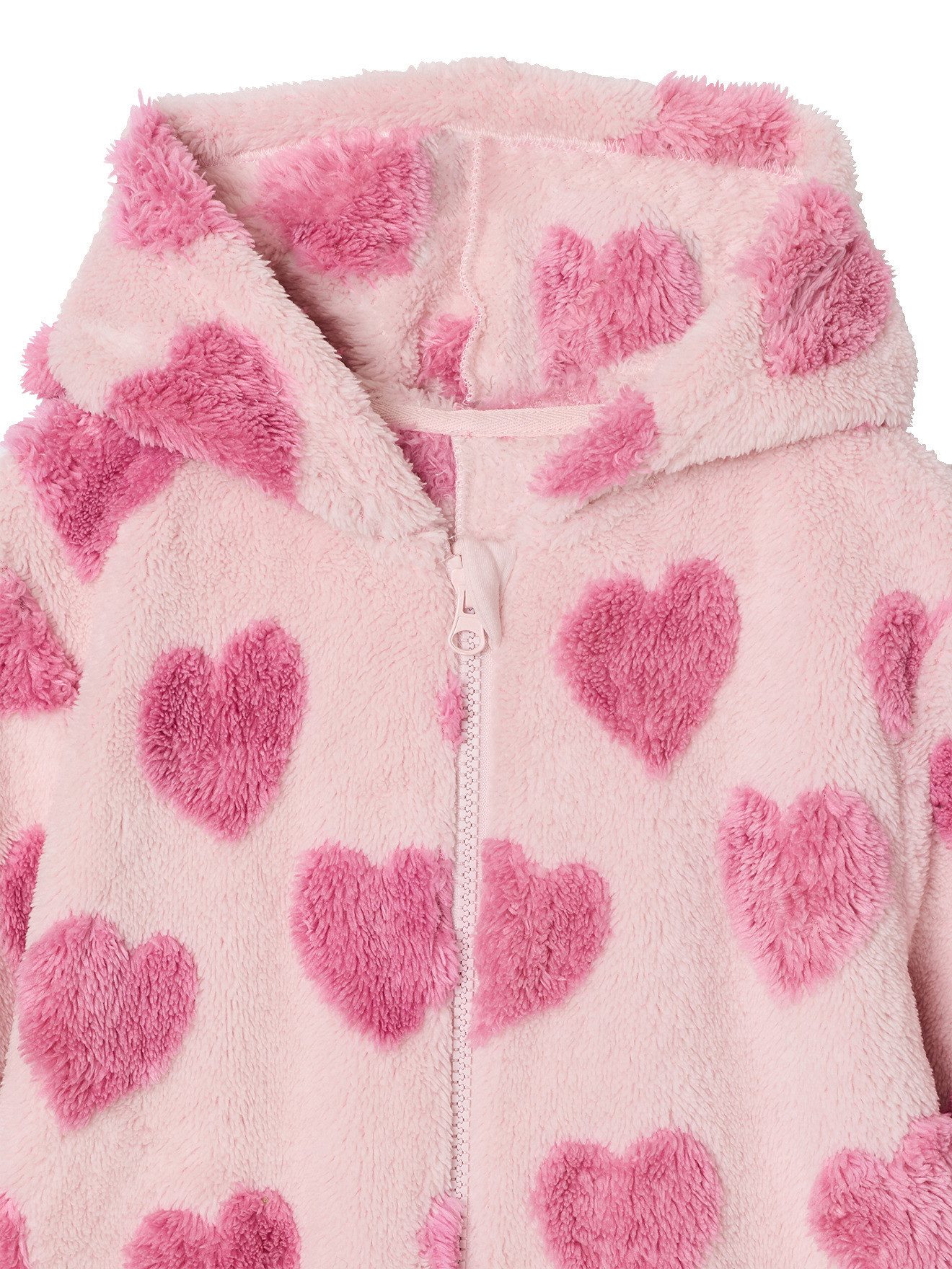 vertbaudet Schlafanzug Kinder Plüschoverall mit Herzen, Onesie – Bild 3 von 5