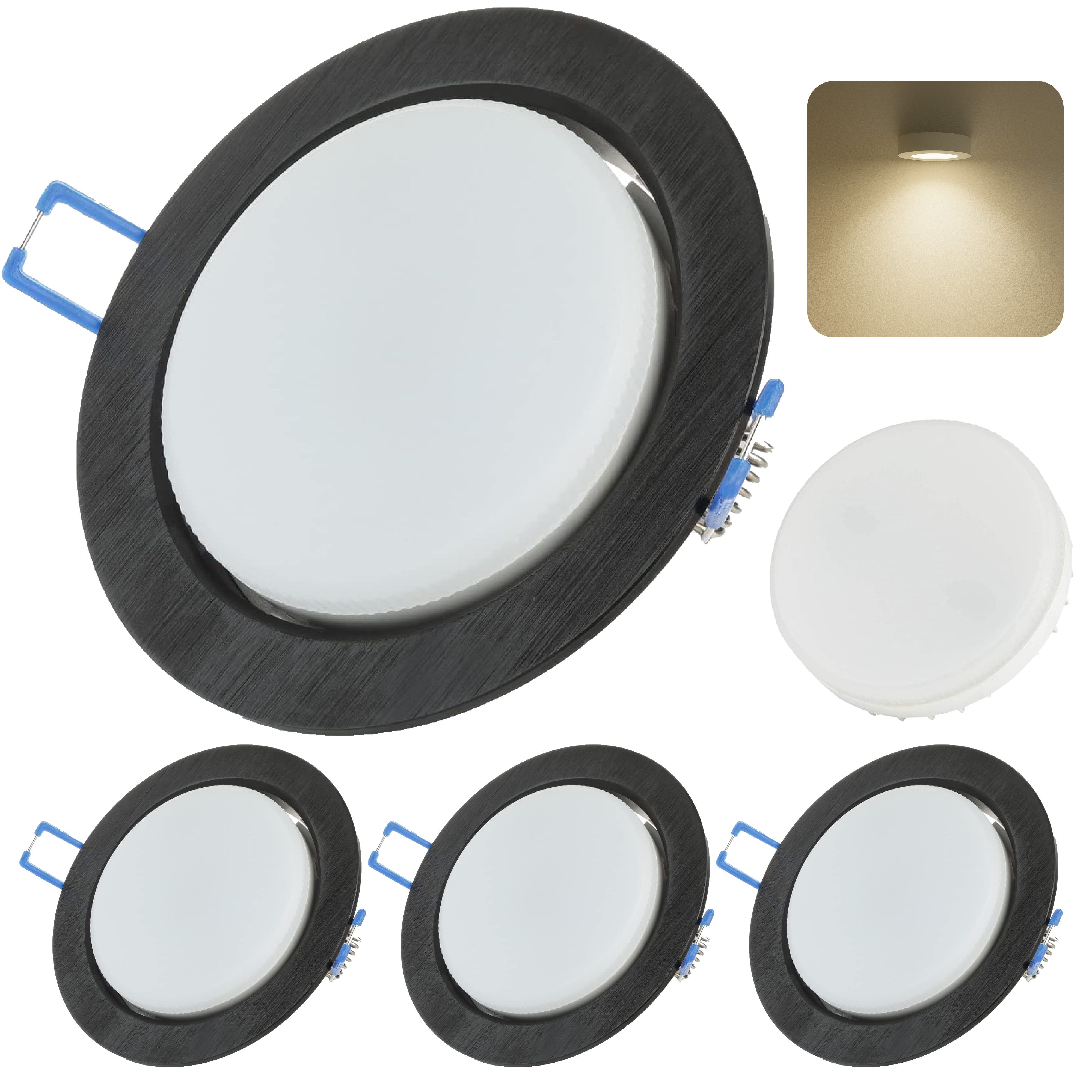 Sweet LED LED Einbaustrahler 3er Set GX53 8.2W Deckenspots neutralweiß schwarz-gebürstet 230V, LED fest integriert, neutralweiß, 4000K, Deckenspots, Deckenstrahler, Einbauleuchten