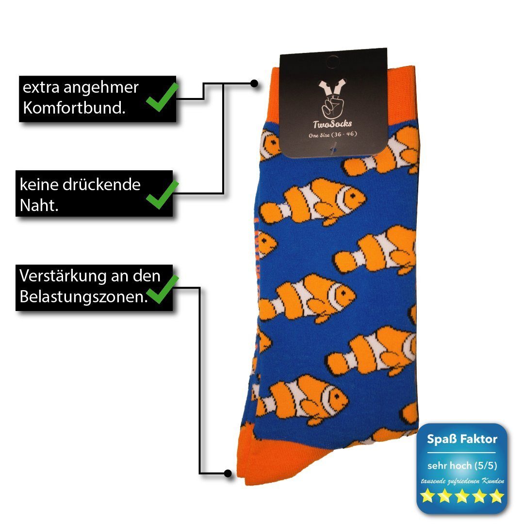 TwoSocks Freizeitsocken Fisch Socken lustige Herren & Socken Damen, Einheitsgröße