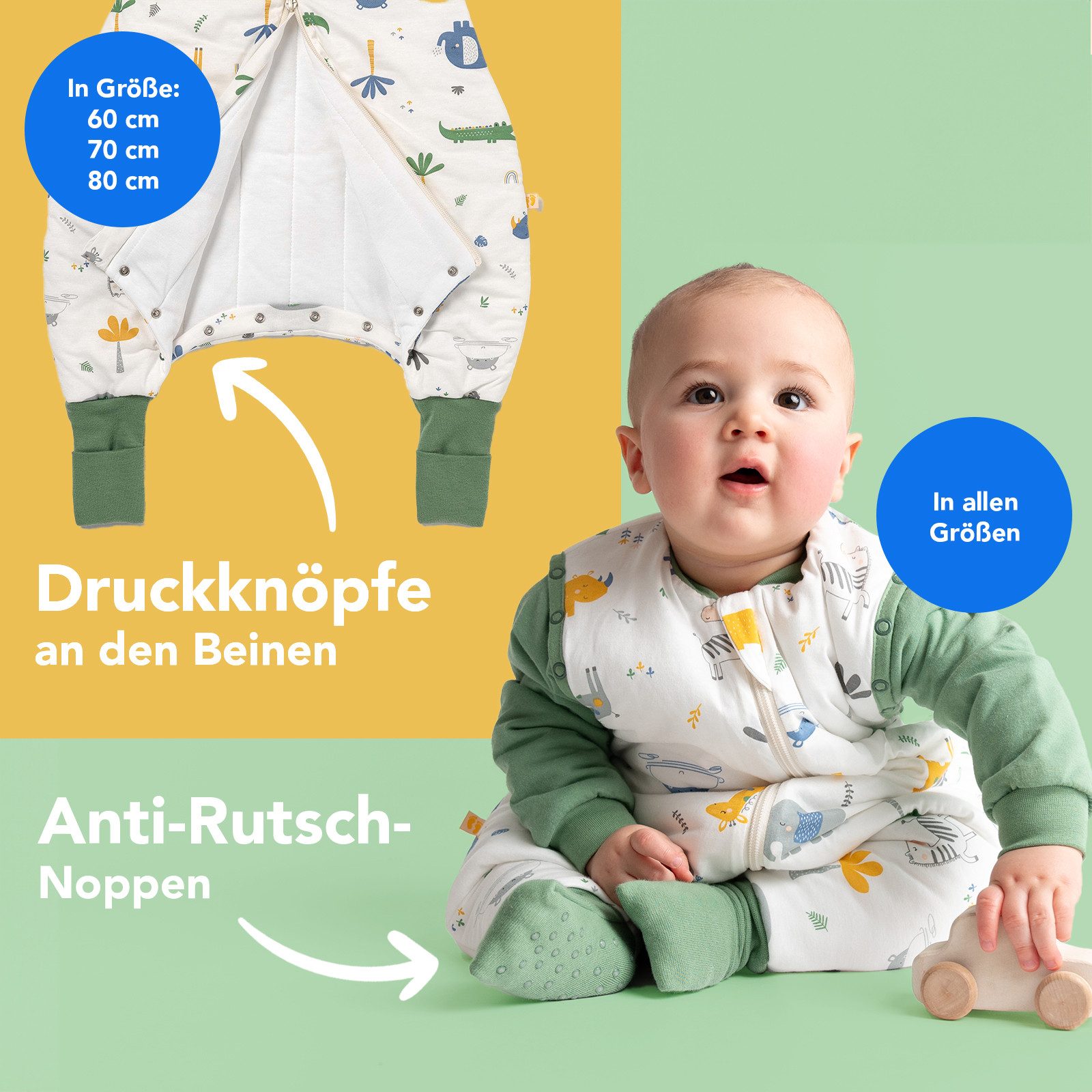 Schlummersack Kinderschlafsack Schlafsack mit Füßen und umklappbaren Bündchen, 3.5 Tog – Bild 3 von 5