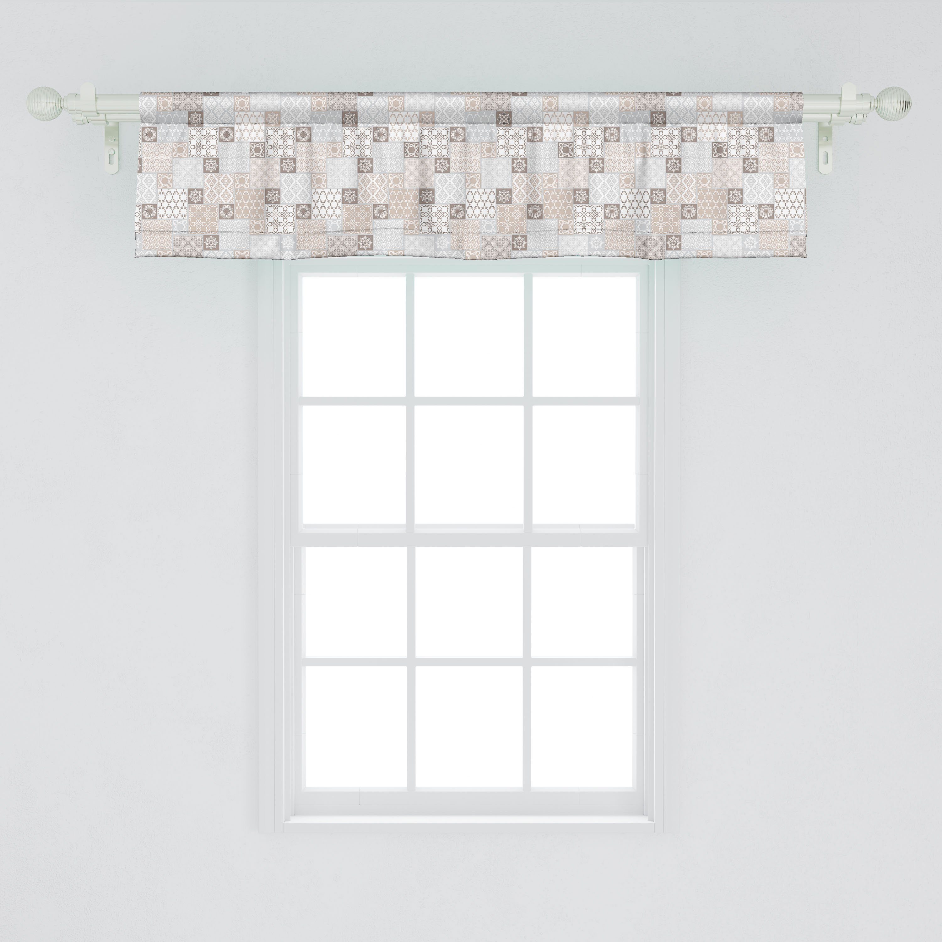 Scheibengardine Vorhang Volant Abakuhaus, Motiv Küche Checkered Stangentasche, für Dekor Oriental Schlafzimmer Microfaser, asiatisch mit