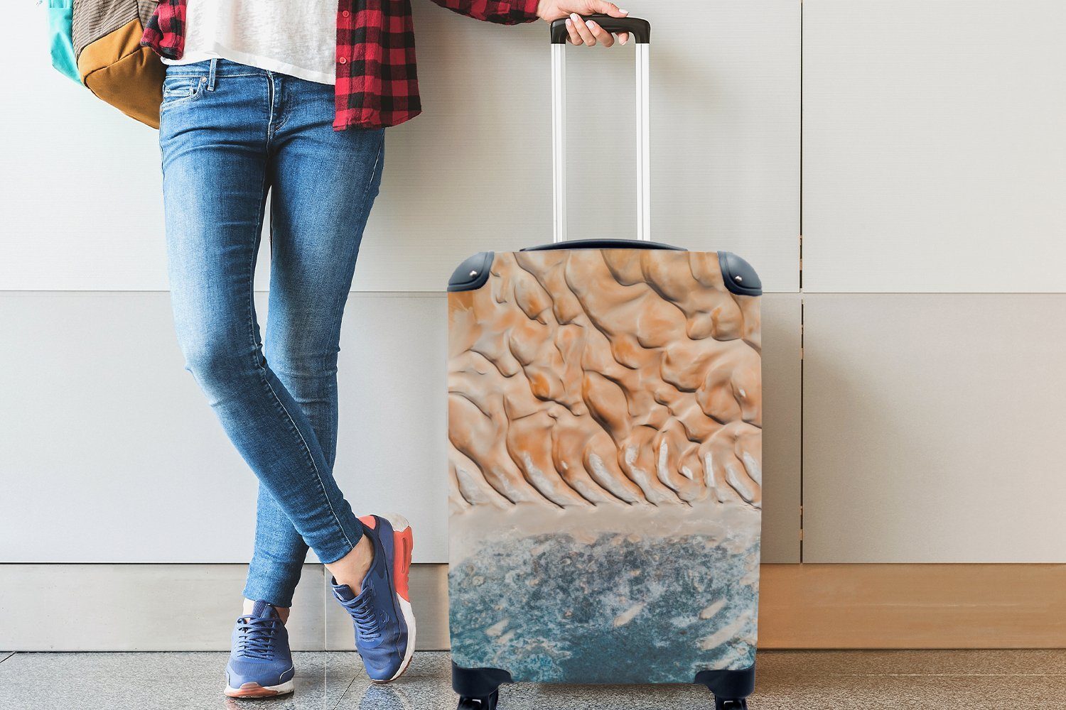 Ferien, Abstrakt Wasser Rollen, Reisetasche Wüste 4 rollen, mit Landschaft, - Handgepäckkoffer - Reisekoffer Trolley, Handgepäck - MuchoWow für