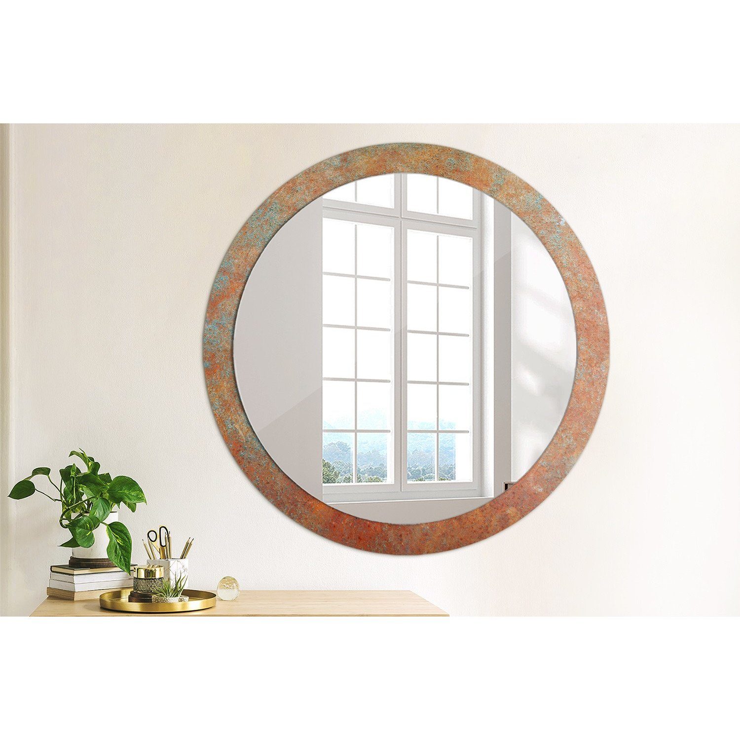 Tulup Kosmetikspiegel Dekospiegel Hängespiegel Wandspiegel Spiegel mit Aufdruck Rund: Ø90cm