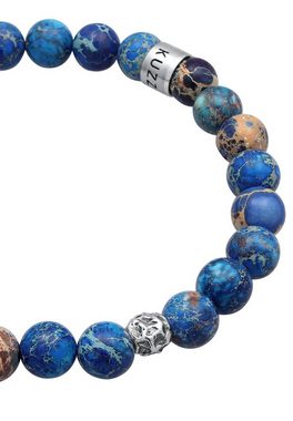 Kuzzoi Armband Herren Achat Perlen Blau Beads 925 Silber