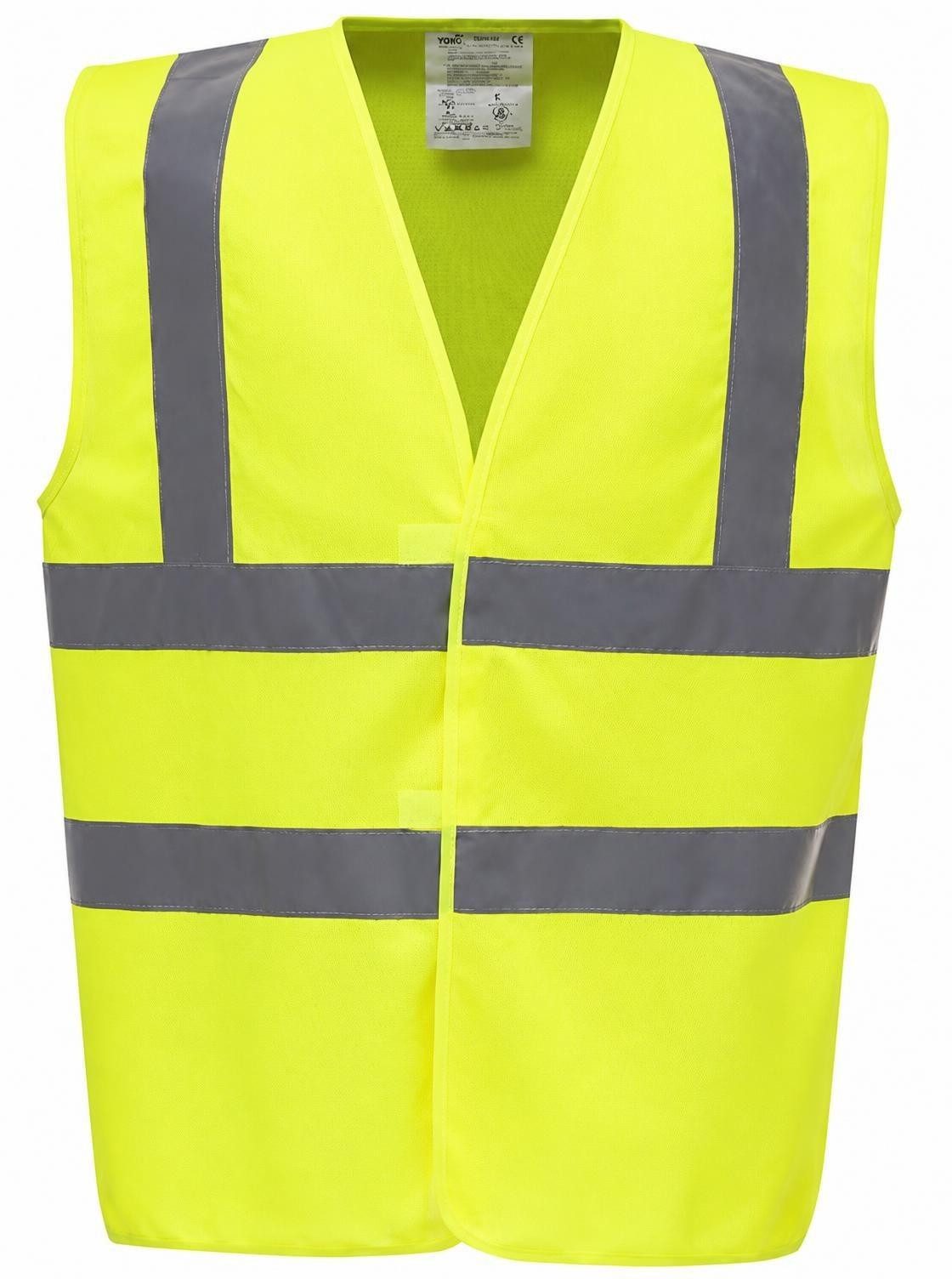 YOKO Warnweste Sicherheitsweste High Visibility 2 Bands & Braces Waistcoat