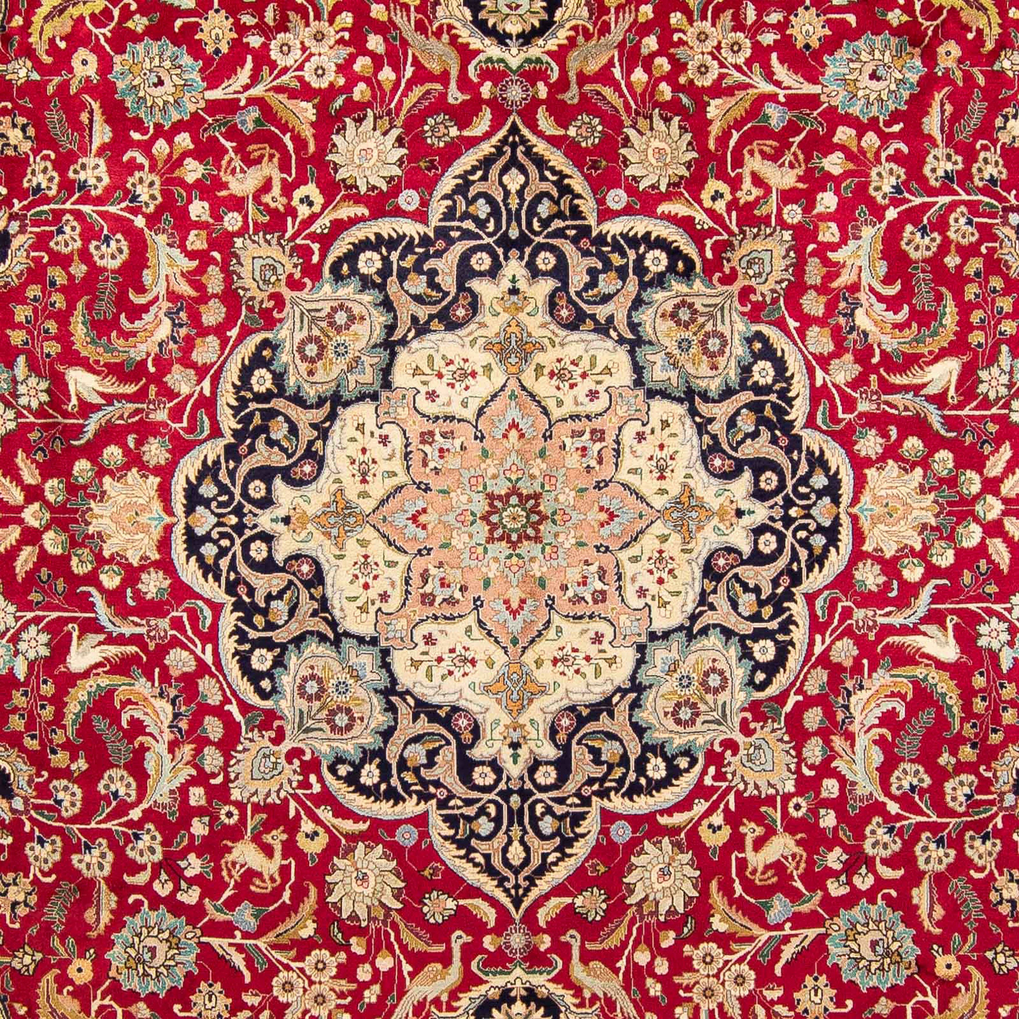 Orientteppich Perser - Täbriz mm, Einzelstück Handgeknüpft, 395 Wohnzimmer, rot, morgenland, - Zertifikat 10 cm mit x Höhe: 305 rechteckig, 