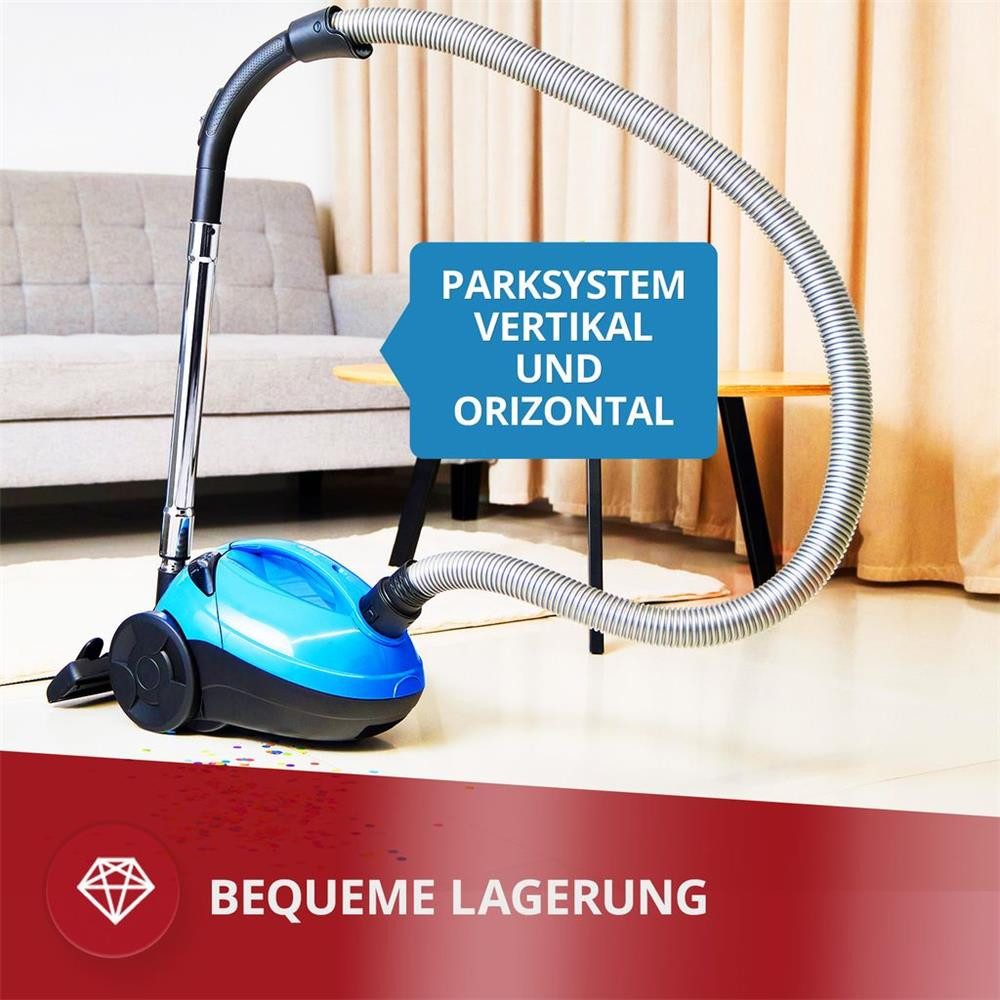 MPM Bodenstaubsauger MPM MOD-53 Beutelstaubsauger 850 W mit 1,5-l-Mehrwegbeutel, 1,5-l-Mehrwegbeutel, Füllstandsanzeige, 6,5 m Aktionsradius – Bild 5 von 5