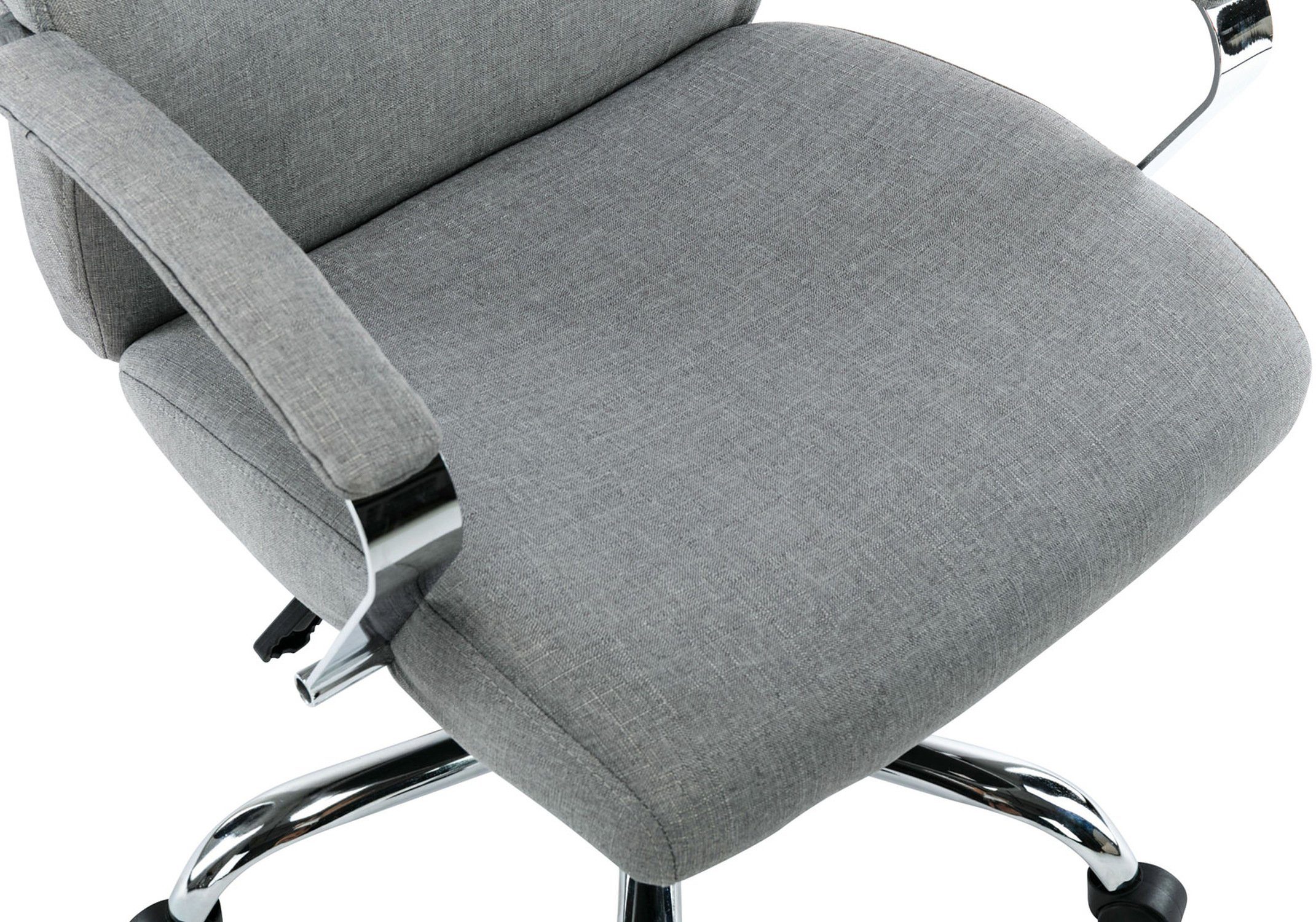 Fargo chrom Chefsessel, (Schreibtischstuhl, grau höhenverstellbar Drehstuhl, Konferenzstuhl), 360° Sitzfläche: - bequemer Metall - Rückenlehne Gestell: Bürostuhl und drehbar Stoff mit TPFLiving