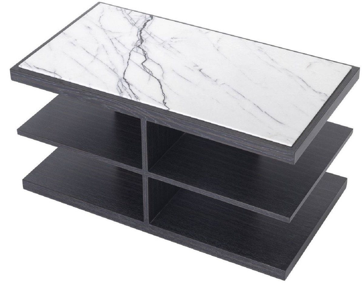 Casa Padrino Beistelltisch Luxus / - mit x Anthrazitgrau Luxus 48 Beistelltisch - Möbel 50 Möbel cm Lila H. - Massivholz Marmorplatte Weiß x 92 Tisch 