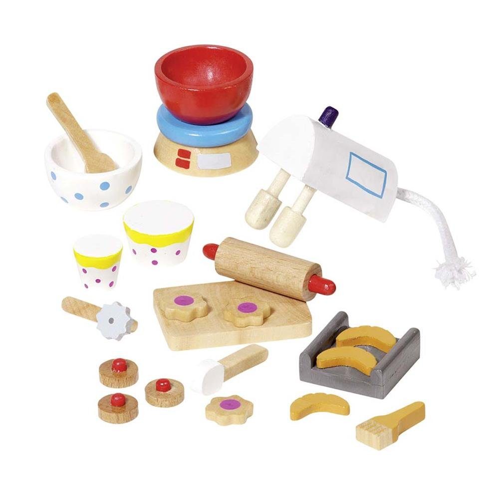 goki Puppen Accessoires-Set Backen, (22-tlg), aus Holz, mit Mixer, Schüssel  und Kekse, für Puppenhaus