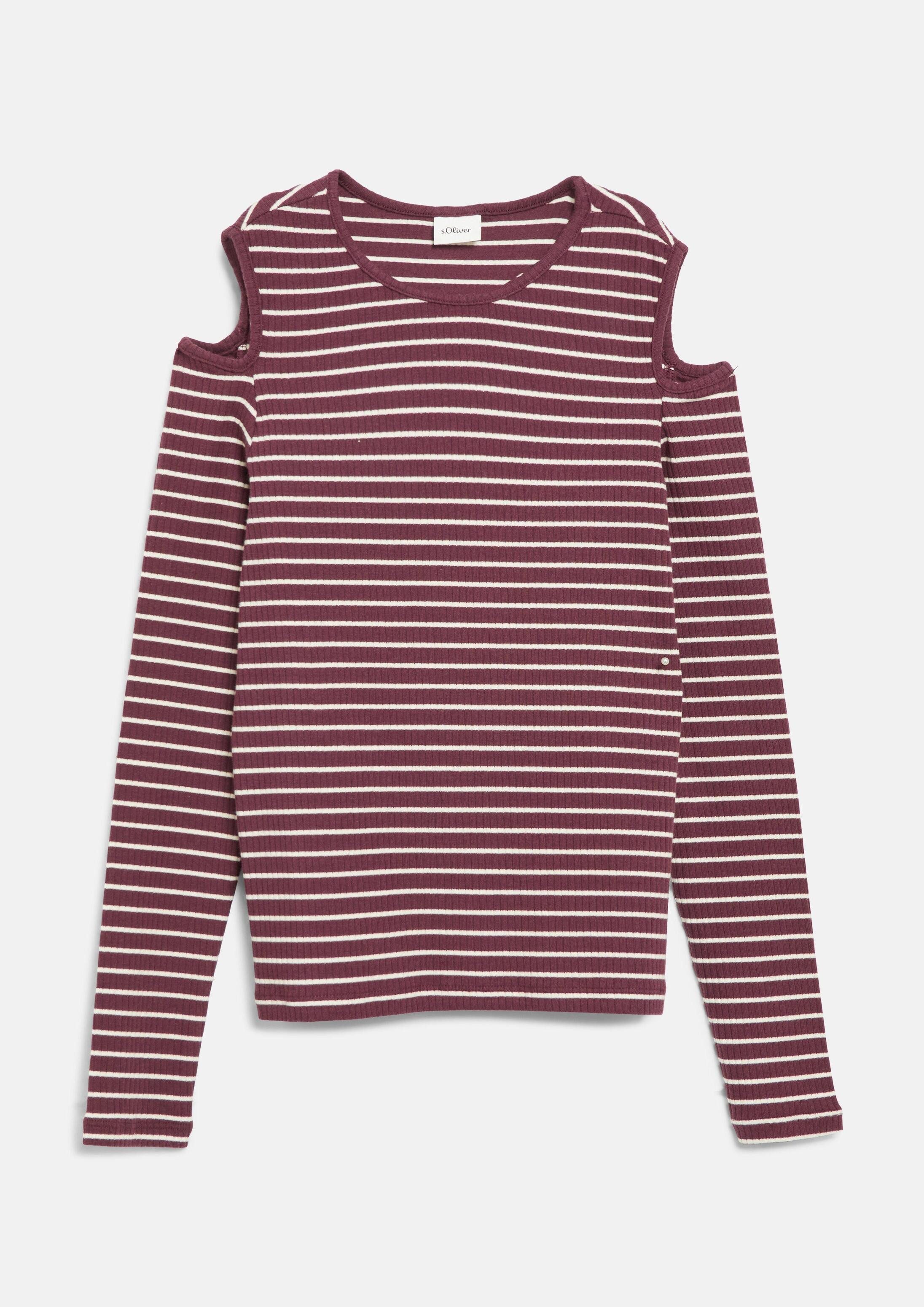 s.Oliver Langarmshirt T-Shirt Weiches Rippshirt mit Cut Out im Slim Fit