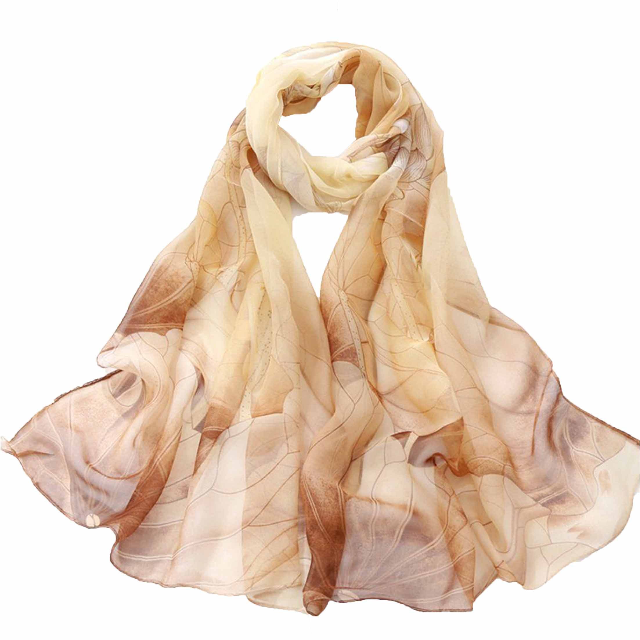 KINSI Seidenschal Strandschal,Tuch,160*50cm,Verschiedene Farben,Abendkleid Schal, Schal mit Lotosmuster