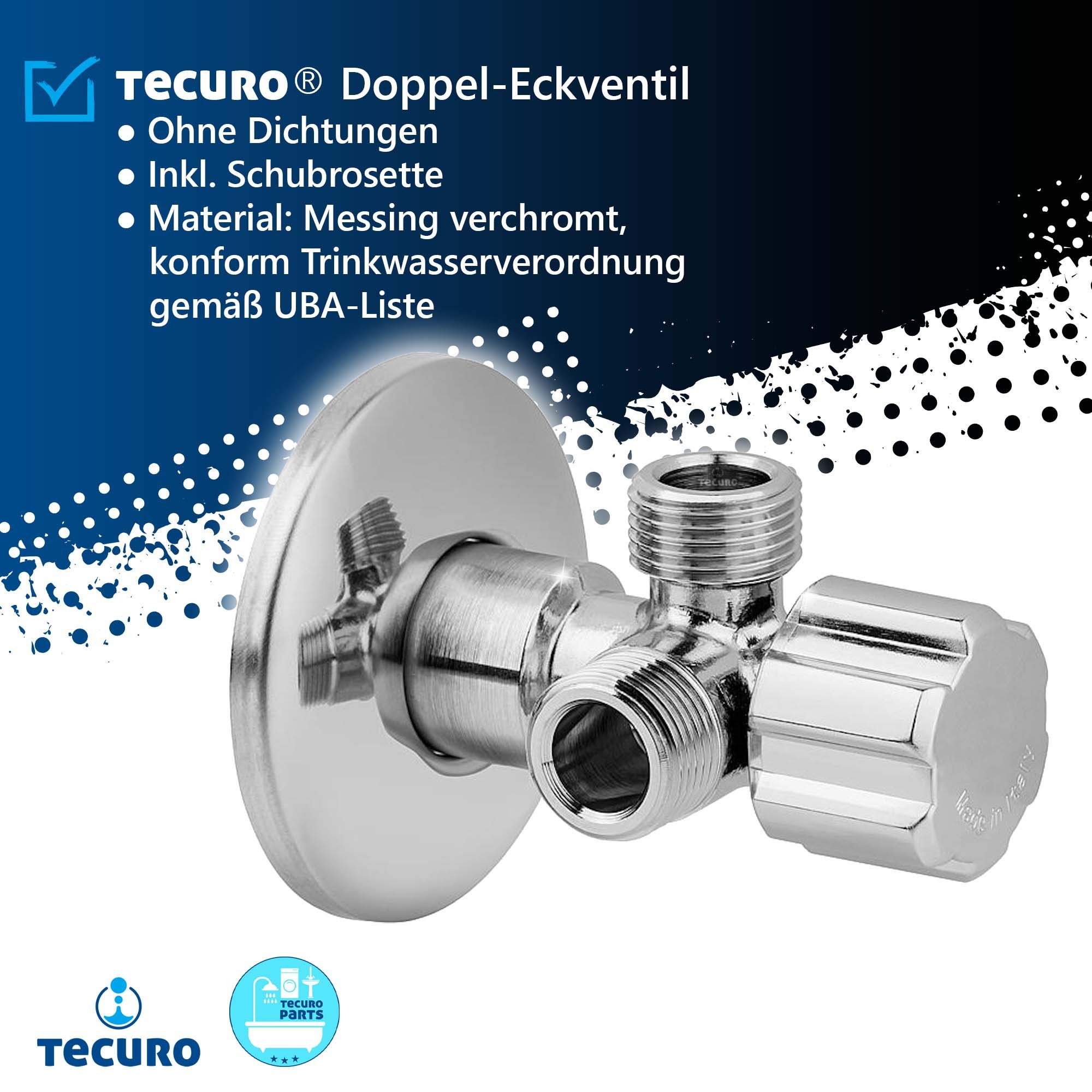 tecuro Eckventil Doppeleckventil Eckventil 1/2 Zoll (DN 15), mit 3/8 Zoll Abgängen