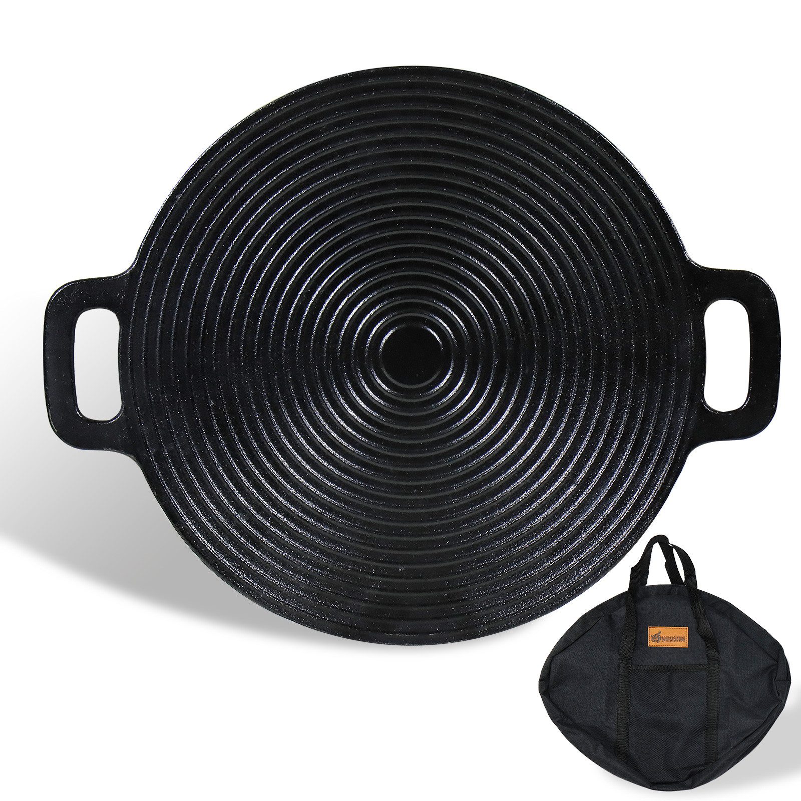 CCLIFE Grillplatte CCLIFE BBQ Grillpfanne Koreanische aus Gusseisen Runde Grillplatte