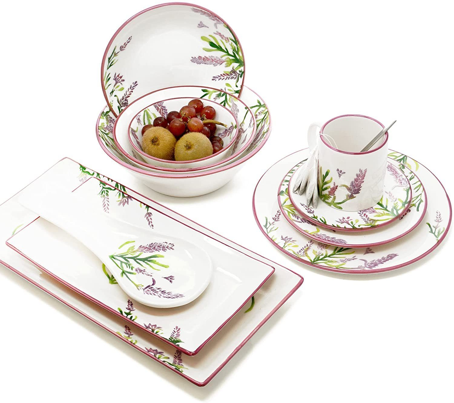 Lashuma Teller Lavendel, (4 St), Keramik Set aus kleinen Esstellern, Servierplatten rund Ø 15 cm